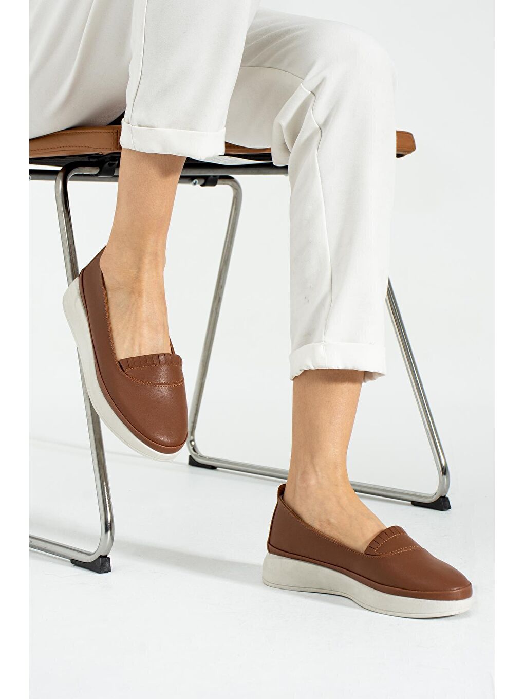 Kahverengi Ortopedik Comfort Taban İç Astar Hakiki Deri Kadın Ayakkabı 43-3583-23