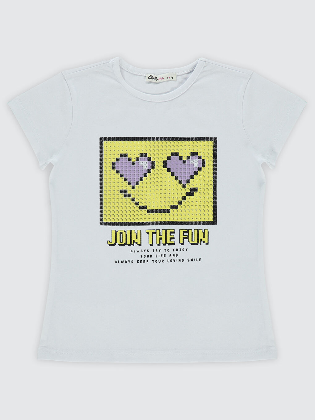 Girls Kız Çocuk Tişört 6-9 Yaş Beyaz