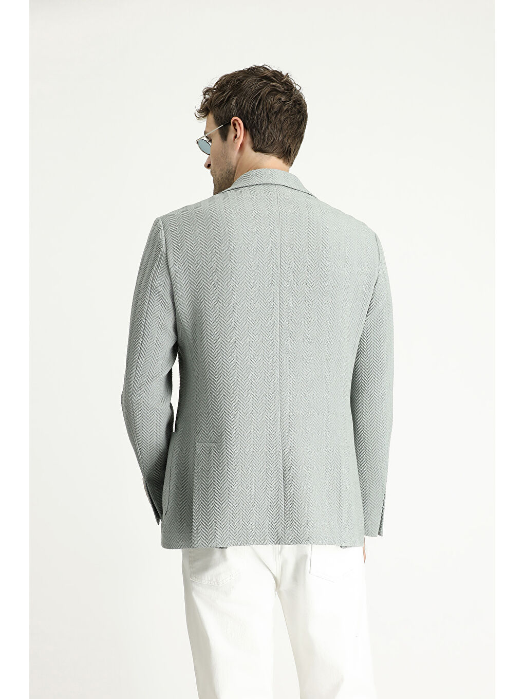 Turkuaz Slim Fit Dar Kesim Desenli Spor Ceket-3