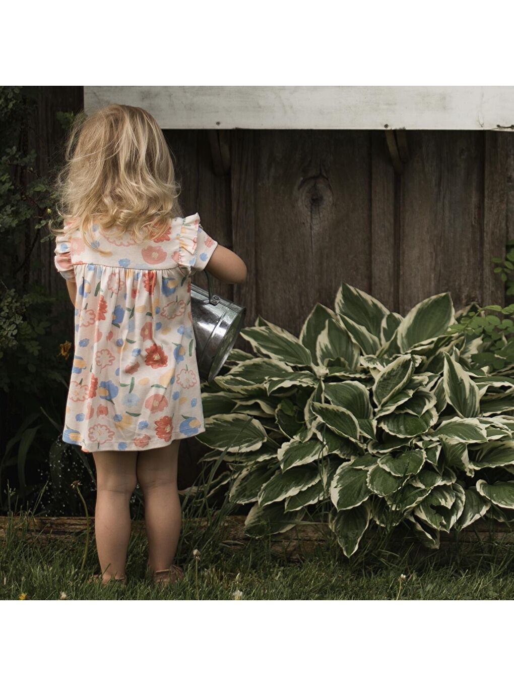 Pembe Çiçek Buketi Fırfırlı Elbise-4