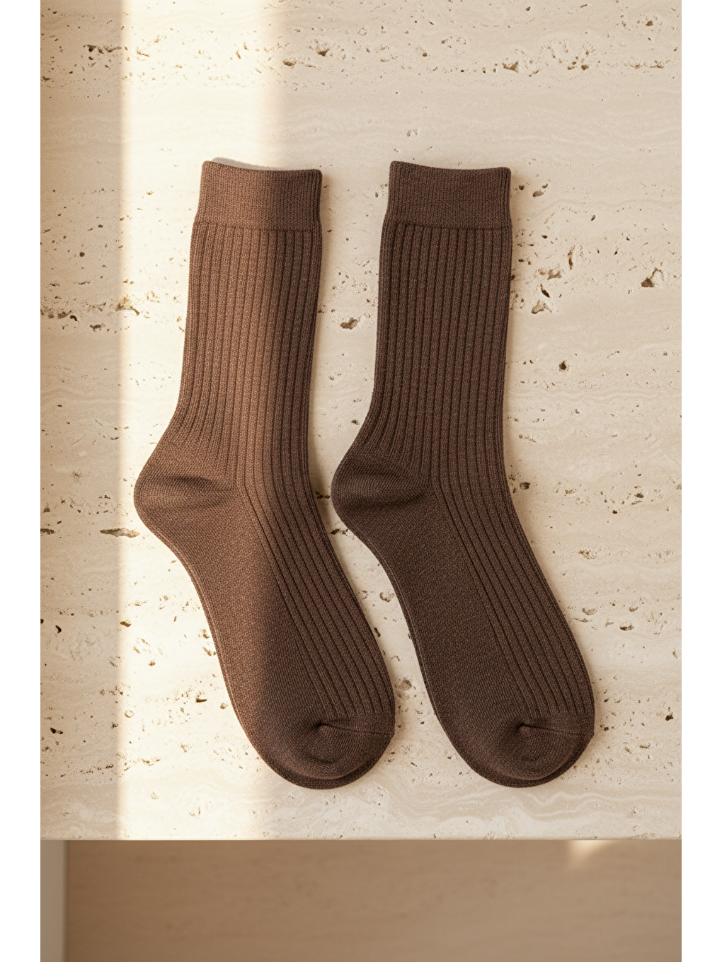 Unisex Basic Kahverengi Soket Çorap-3