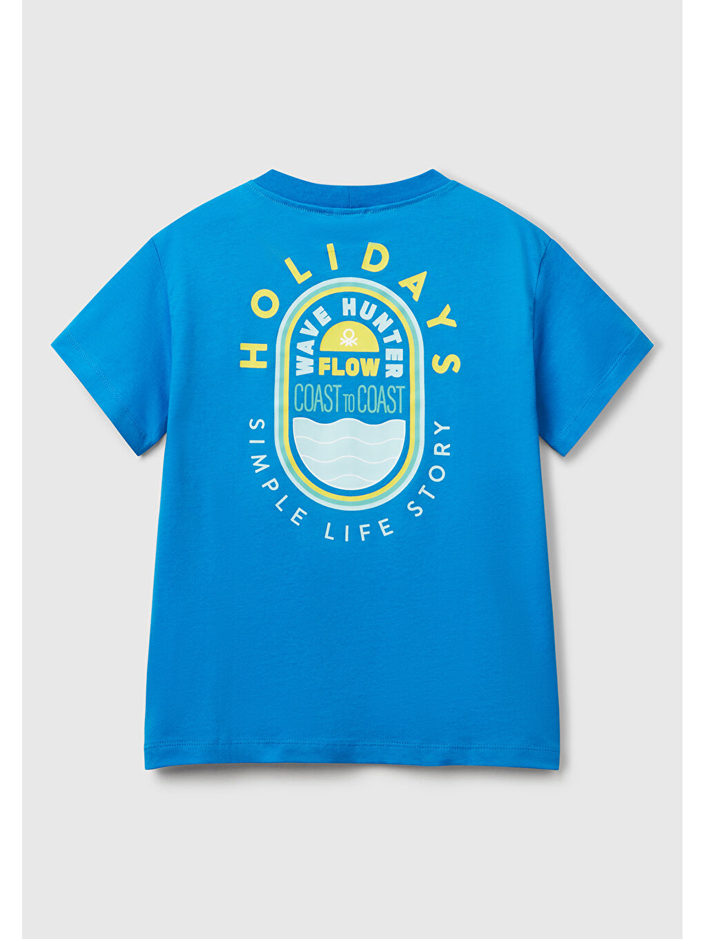 Erkek Çocuk Saks Mavi Slogan Baskılı T-Shirt-1