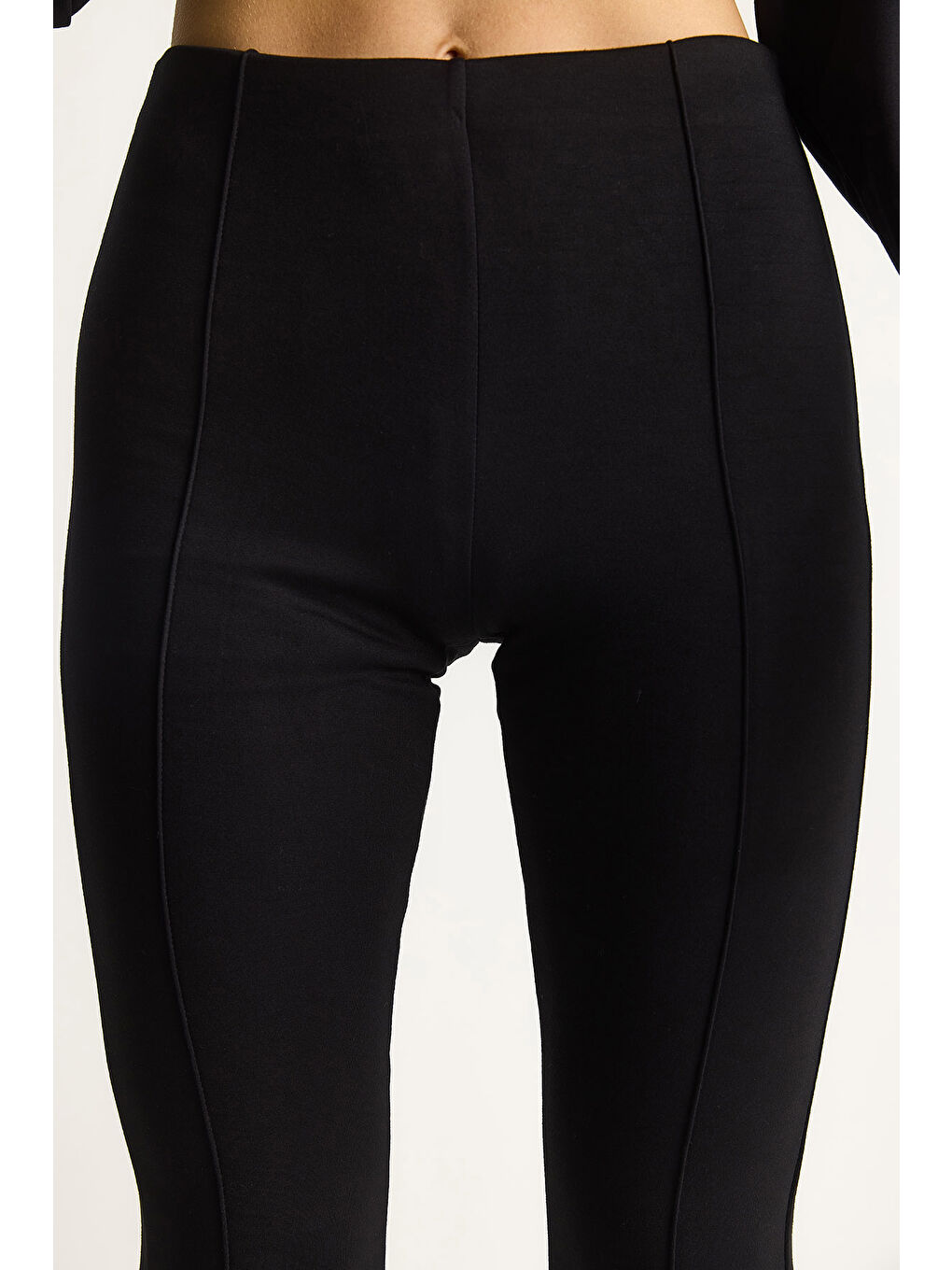 Siyah Kadın Yumuşak Dokulu Bisiklet Yaka Oversize Sweat Pantolon Viskon Dalgıç Takım-5