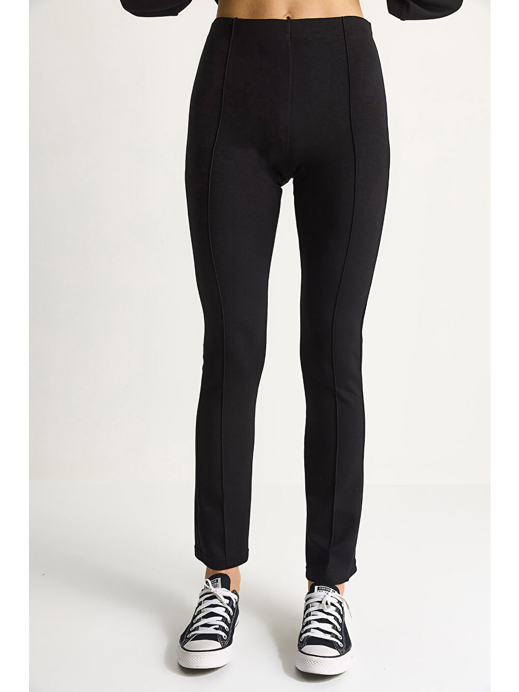 Siyah Kadın Yumuşak Dokulu Bisiklet Yaka Oversize Sweat Pantolon Viskon Dalgıç Takım-6