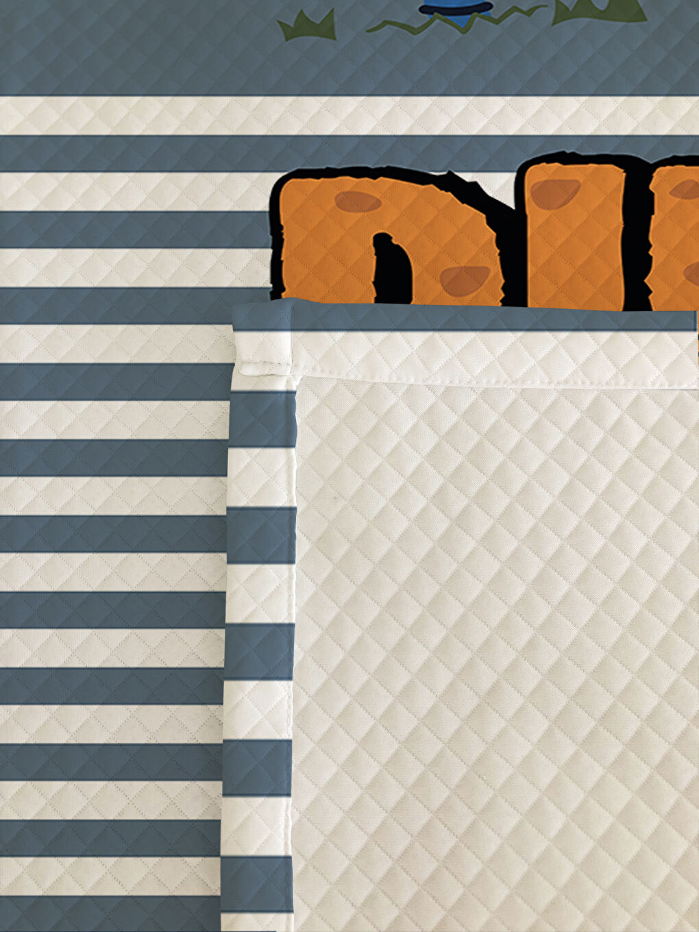 Karışık T-Rex Gözlüklü Dinozor Desenli Çocuk Pike Takımı - 160x220 Cm Pike 50x70 Cm Yastık Kılıfı-1