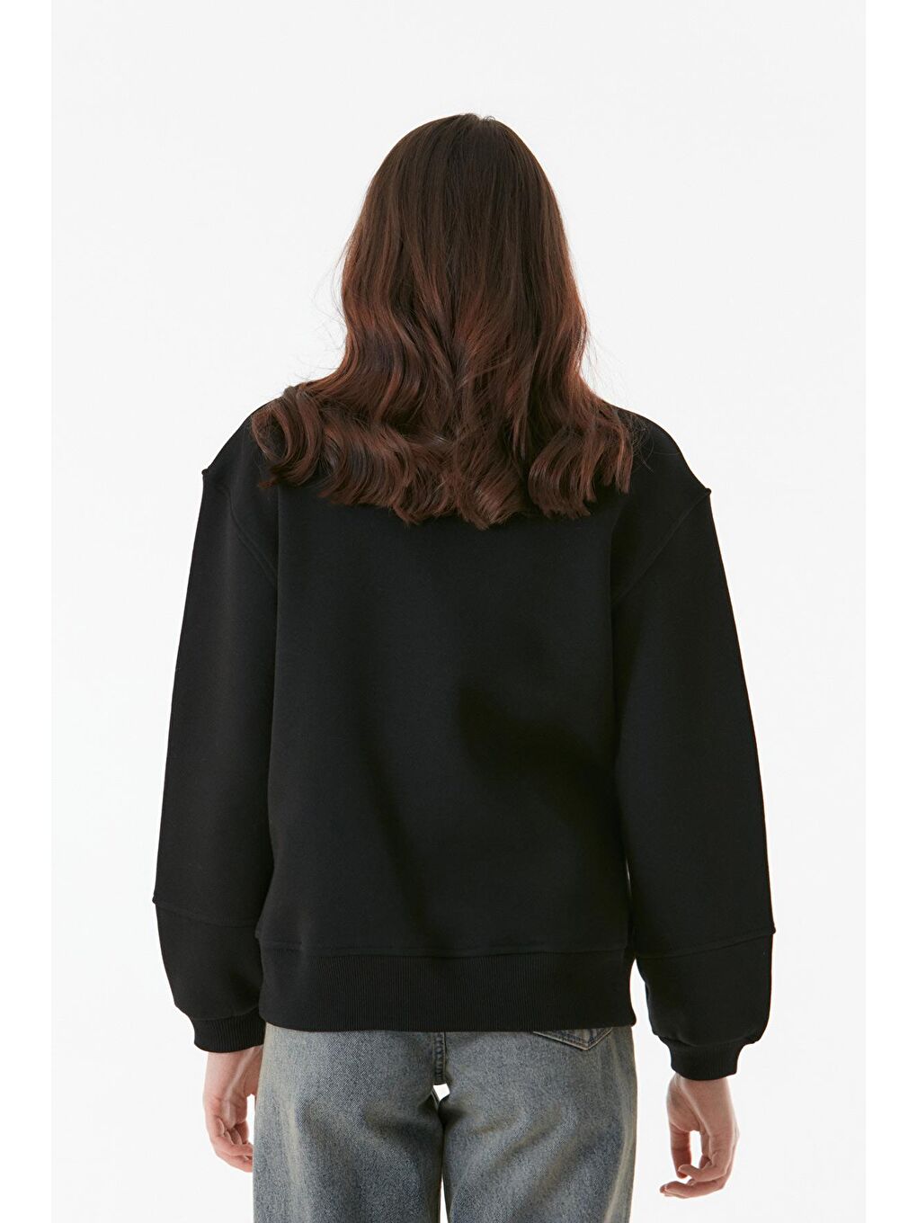 Fullamoda Siyah Basic Beli Lastikli Sweatshirt - 4