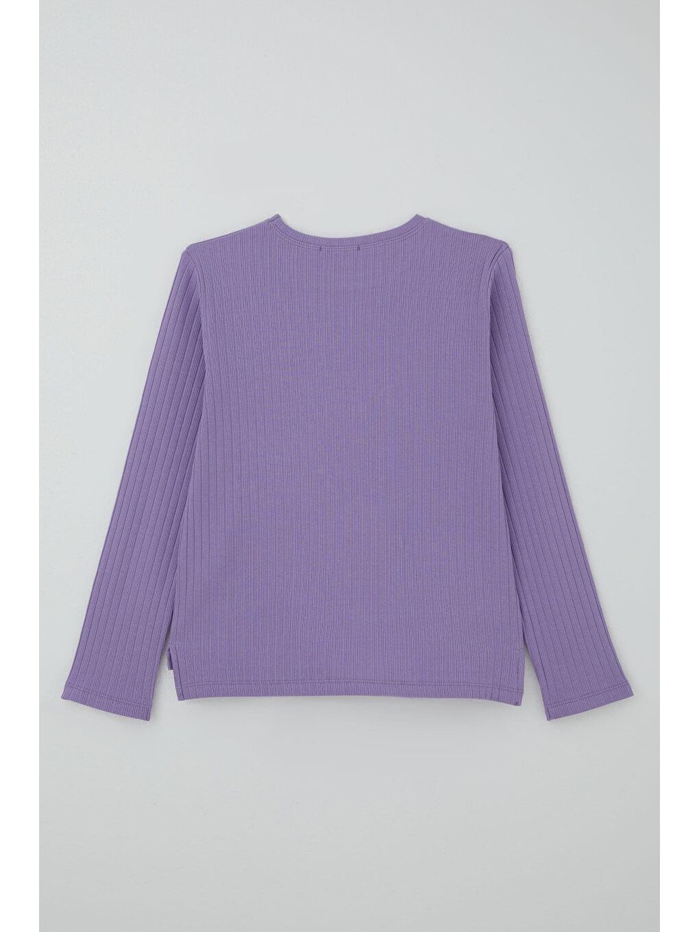 Kız Çocuk Pantolonlu Takım Yazı Nakışlı Fiyonk Detaylı Lila (4-8 Yaş)-7