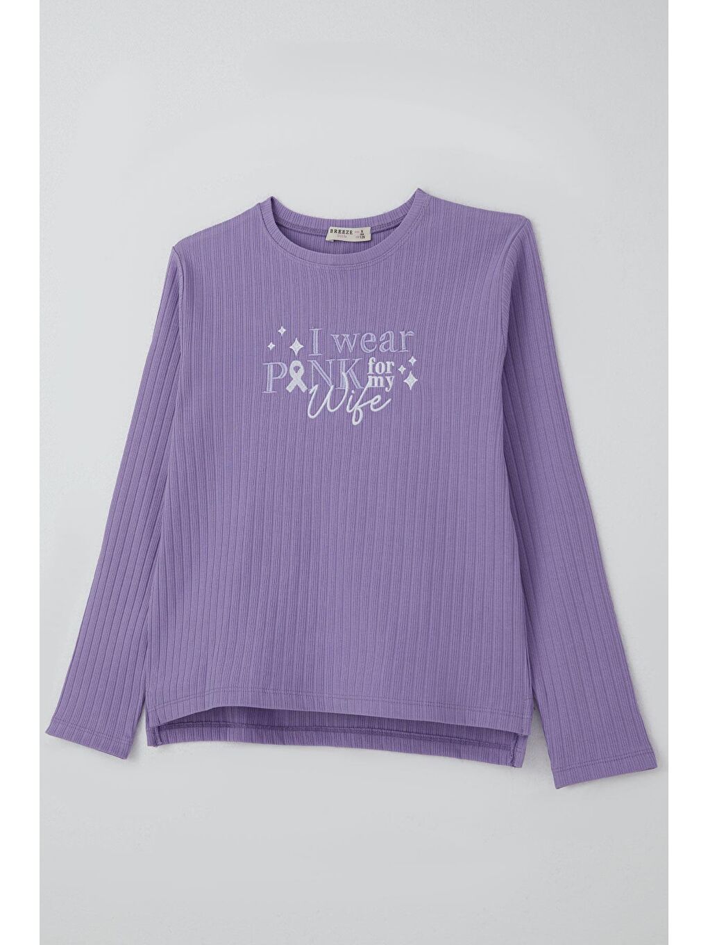 Kız Çocuk Pantolonlu Takım Yazı Nakışlı Fiyonk Detaylı Lila (4-8 Yaş)-6