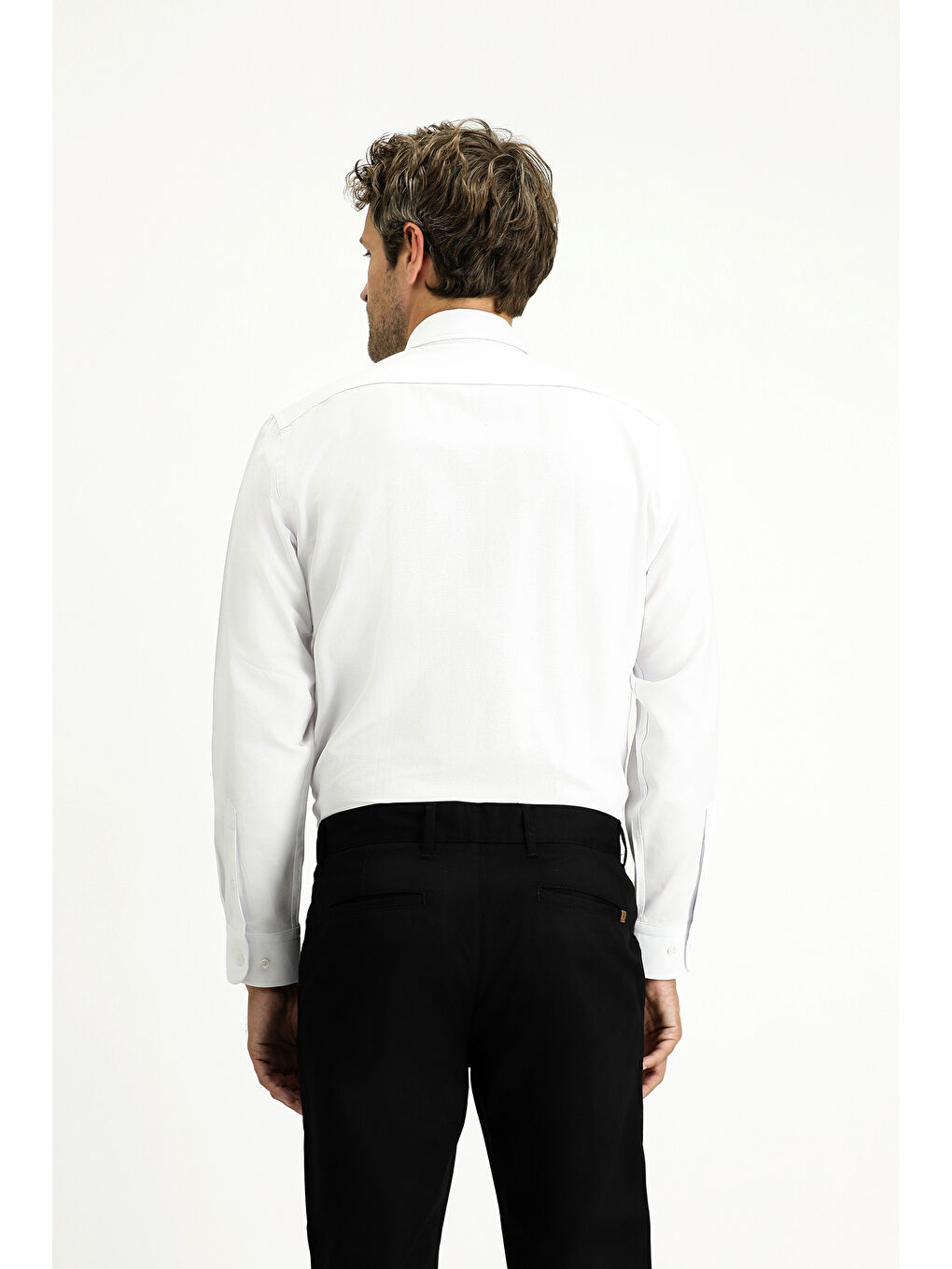 Beyaz Uzun Kol Regular Fit Düğmeli Yaka Oxford Pamuklu Kolay Ütülenebilir Büyük Beden Gömlek-3