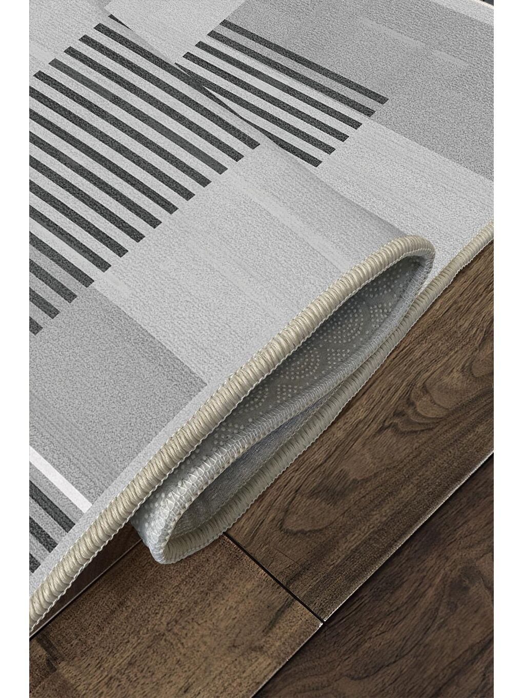 Gri Özel Tasarım, Kaymaz Taban, İnce, Yıkanabilir, Modern Halı WOOKECE1480 80x150-4