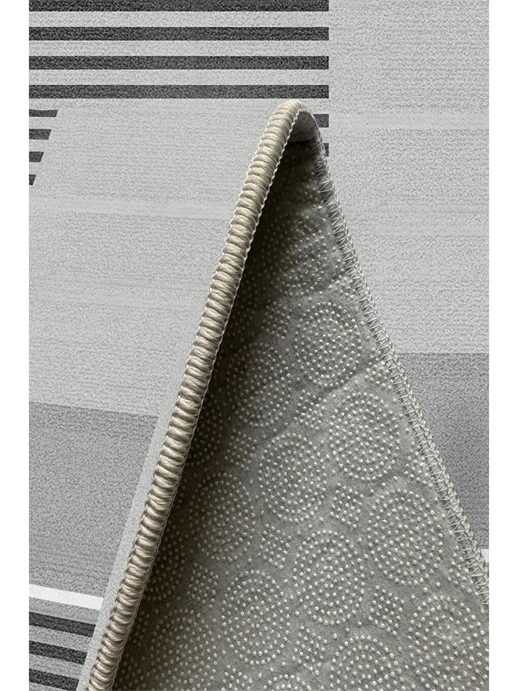 Gri Özel Tasarım, Kaymaz Taban, İnce, Yıkanabilir, Modern Halı WOOKECE1480 80x150-5