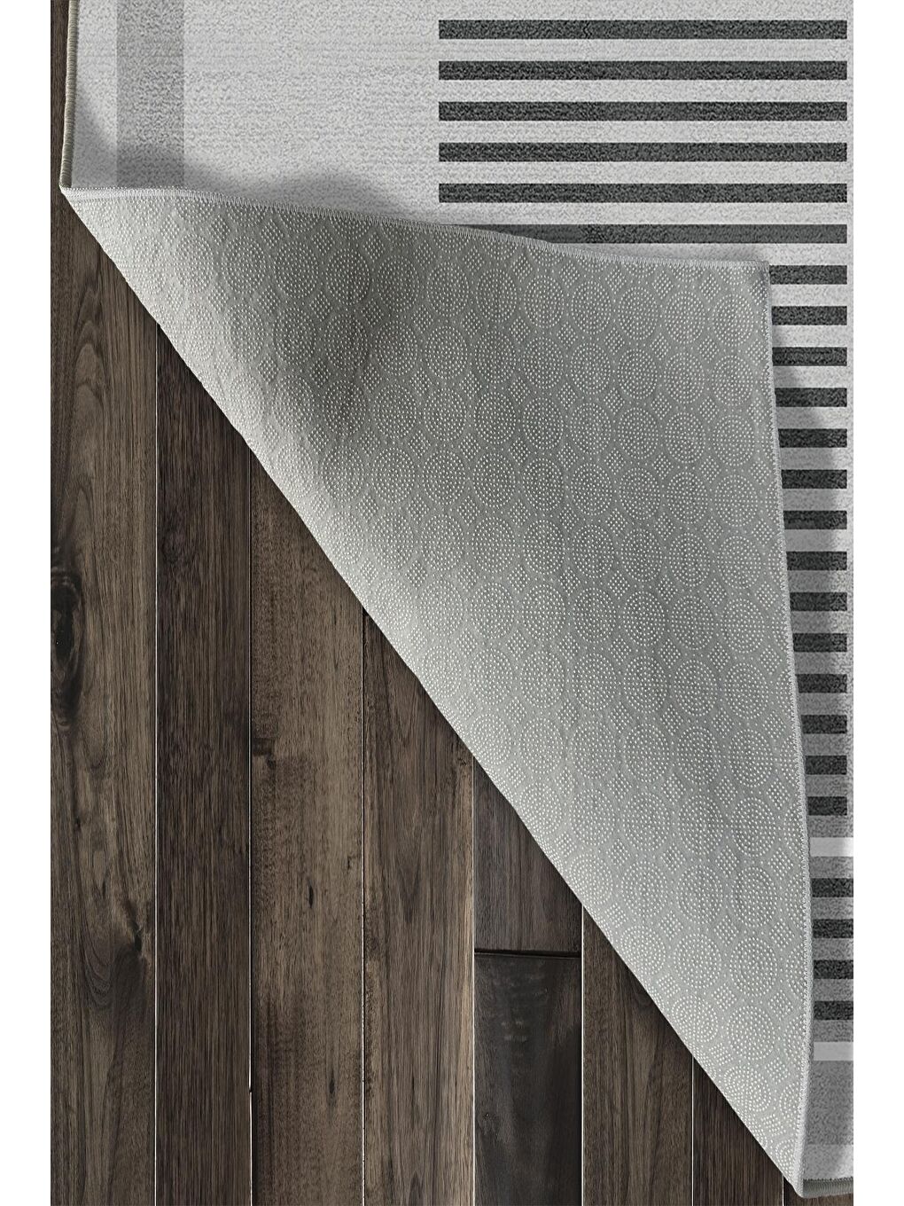 Gri Özel Tasarım, Kaymaz Taban, İnce, Yıkanabilir, Modern Halı WOOKECE1480 80x150-6