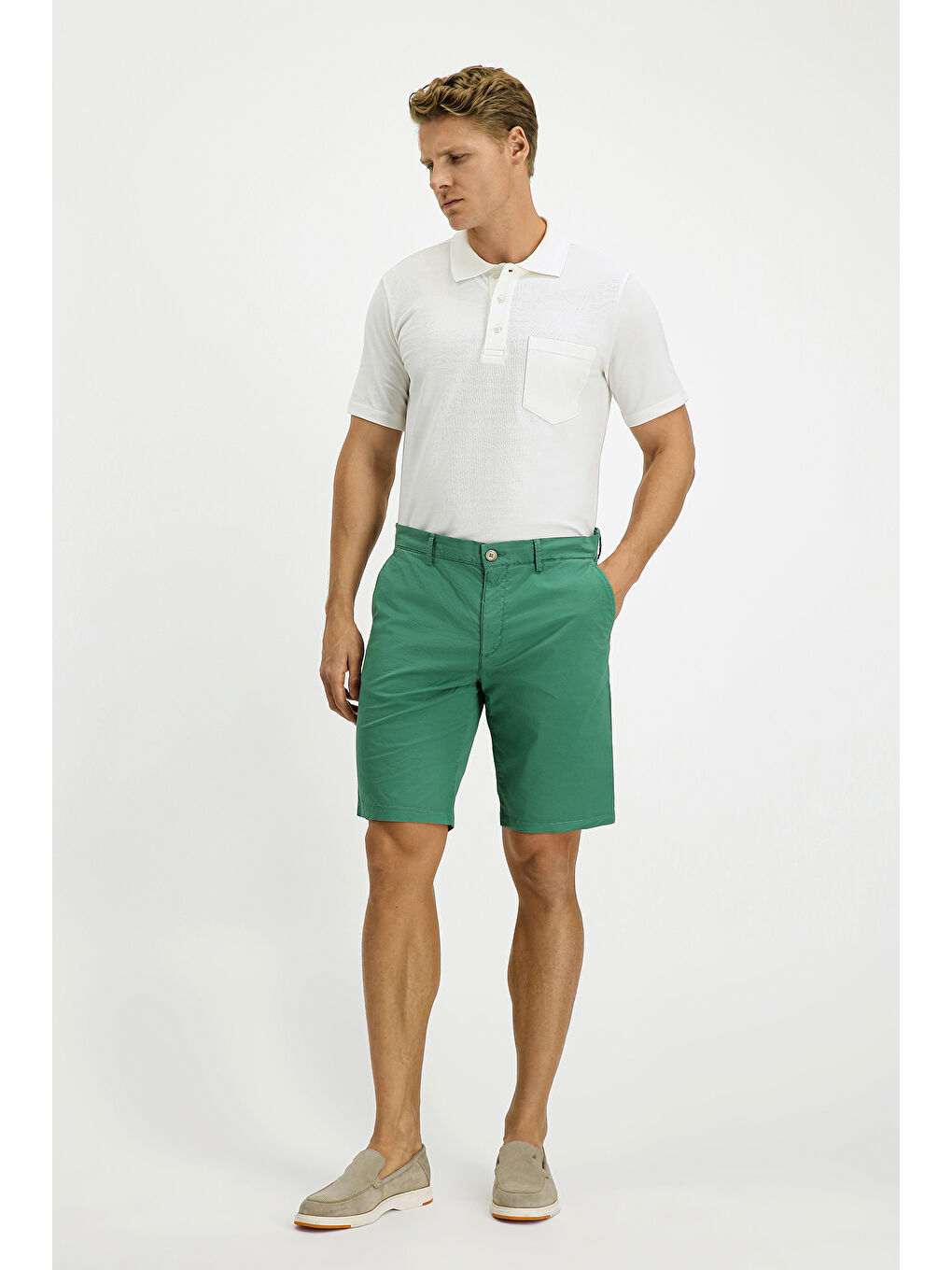 Petrol Regular Fit Pamuklu Bermuda Şort-1