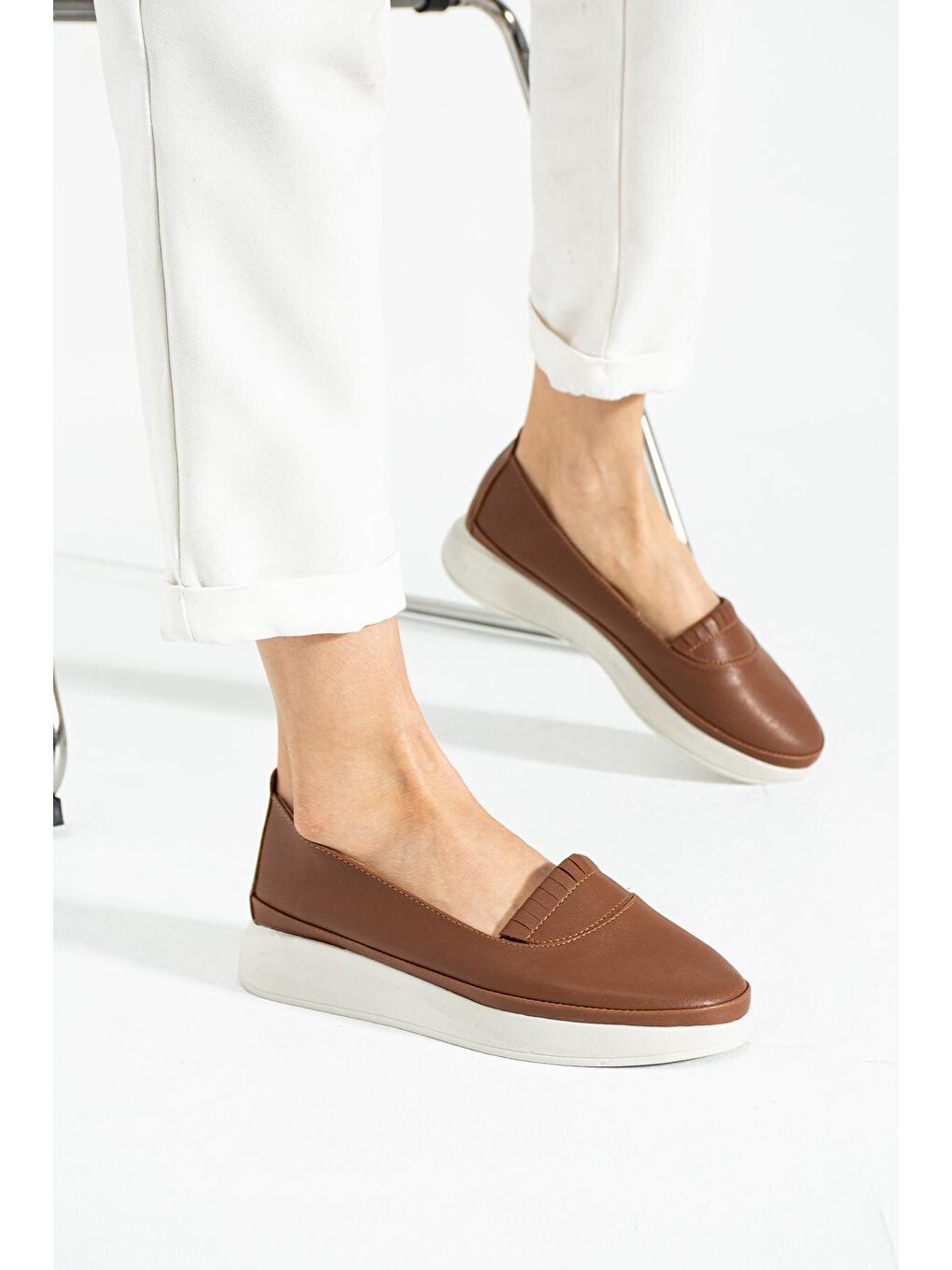 Kahverengi Ortopedik Comfort Taban İç Astar Hakiki Deri Kadın Ayakkabı 43-3583-23-1