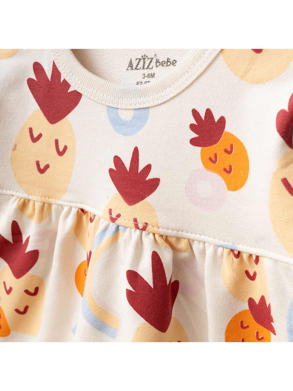 Turuncu Kız Bebek Ananas Desenli % 100 Pamuk Sweatshirt Pantolon 2 'li Alt Üst Bebek Takımı 3 Ay-36 Ay-2