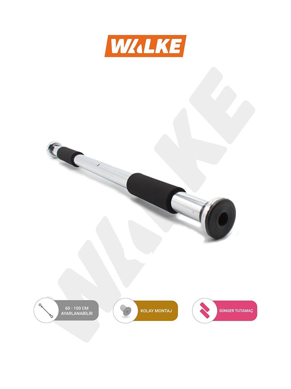 Gri Barfiks Çubuğu 60-100 Cm Çift Süngerli Ayarlanabilir Barfiks Çekme Demiri Barfiks Aleti-1