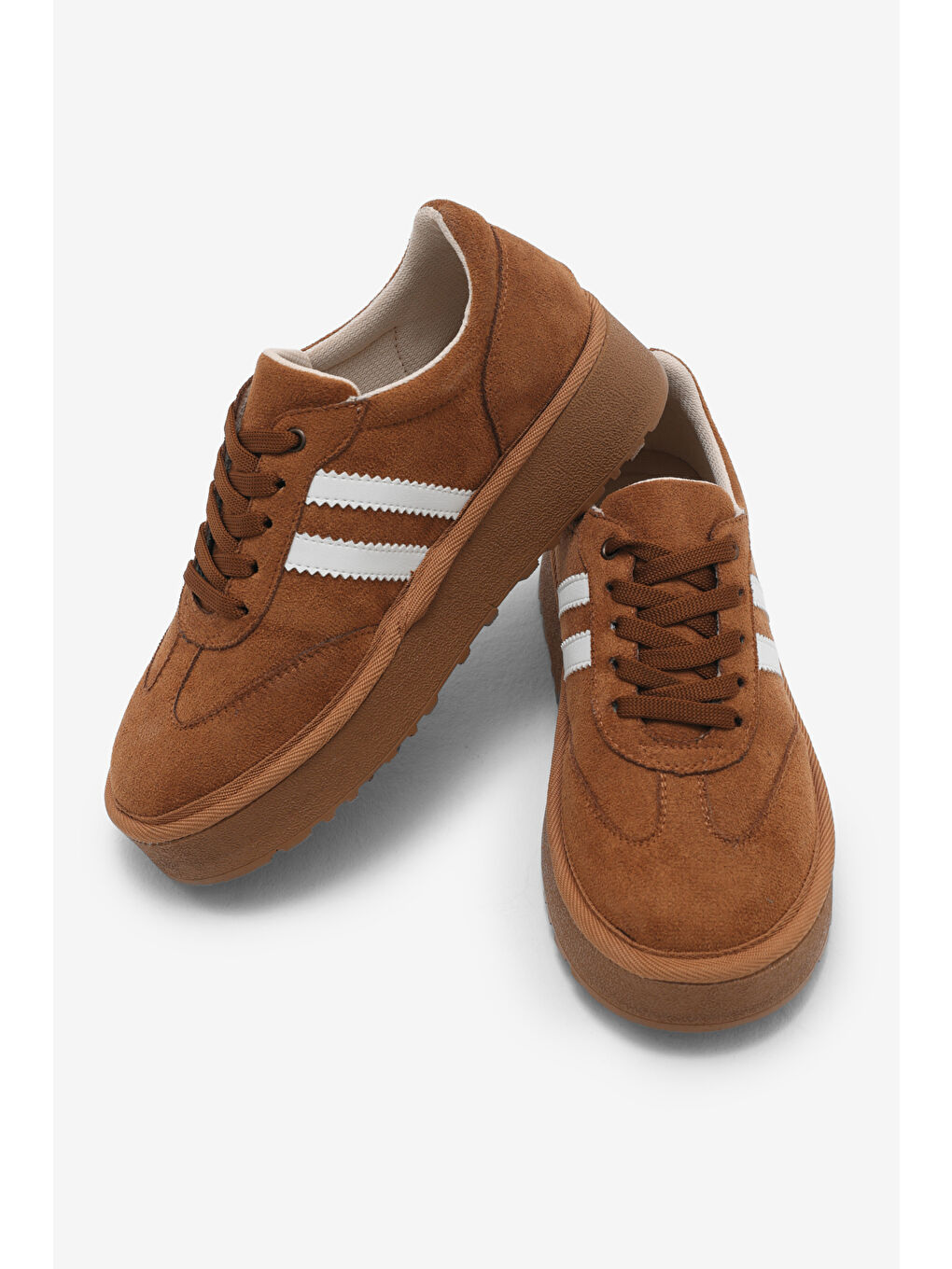 Kahverengi Kadın Taba Kadın Süet Rahat Kalıp Sneaker-1