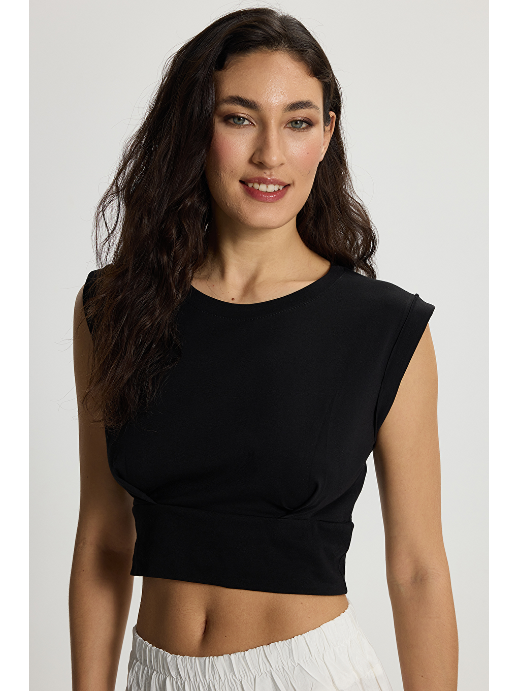 Siyah Kadin Kisa Pİlelİ Rdn-2320 Crop