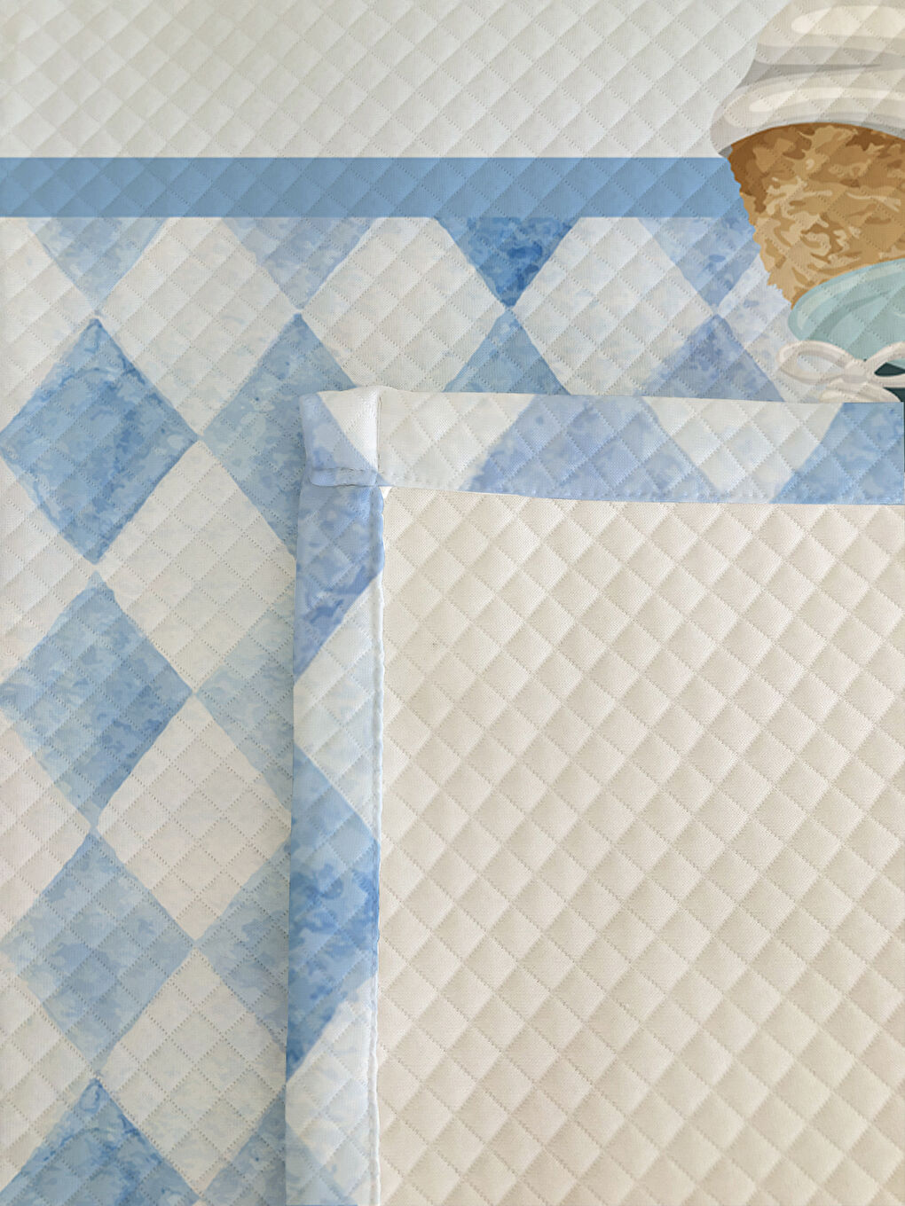 Karışık Teddy Bear Desenli Çocuk Pike Takımı - 160x220 Cm Pike 50x70 Cm Yastık Kılıfı-1