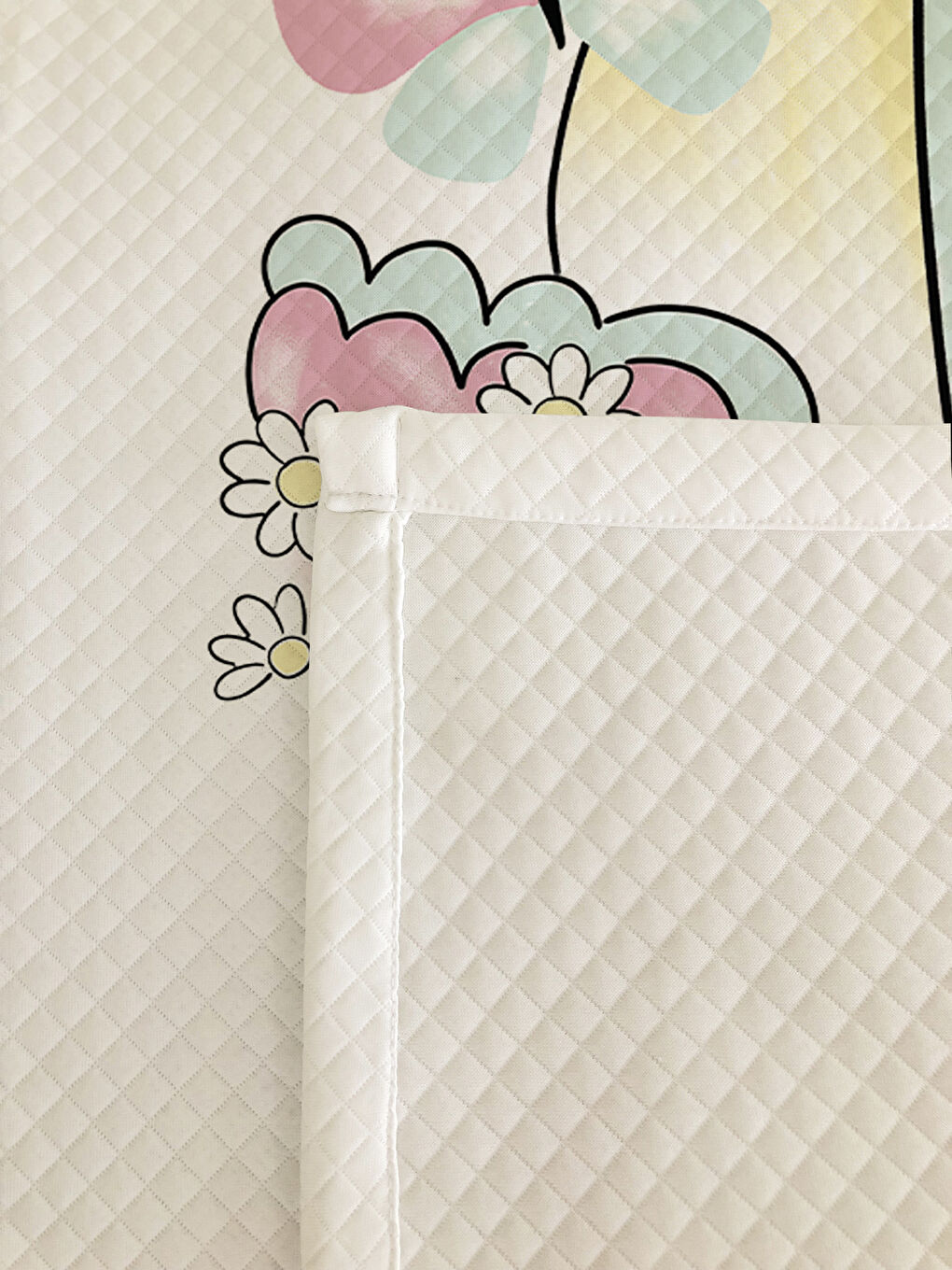 Karışık Tavşan Desenli Çocuk Pike Takımı - 160x220 Cm Pike 50x70 Cm Yastık Kılıfı-1