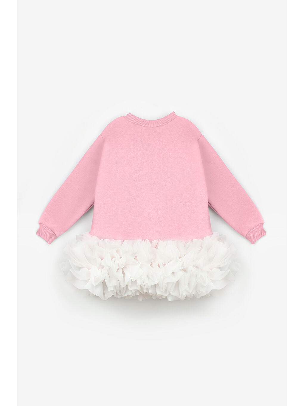 Pembe  Etek Ucu Fırfırlı Kız Çocuk Elbise - Alix-5