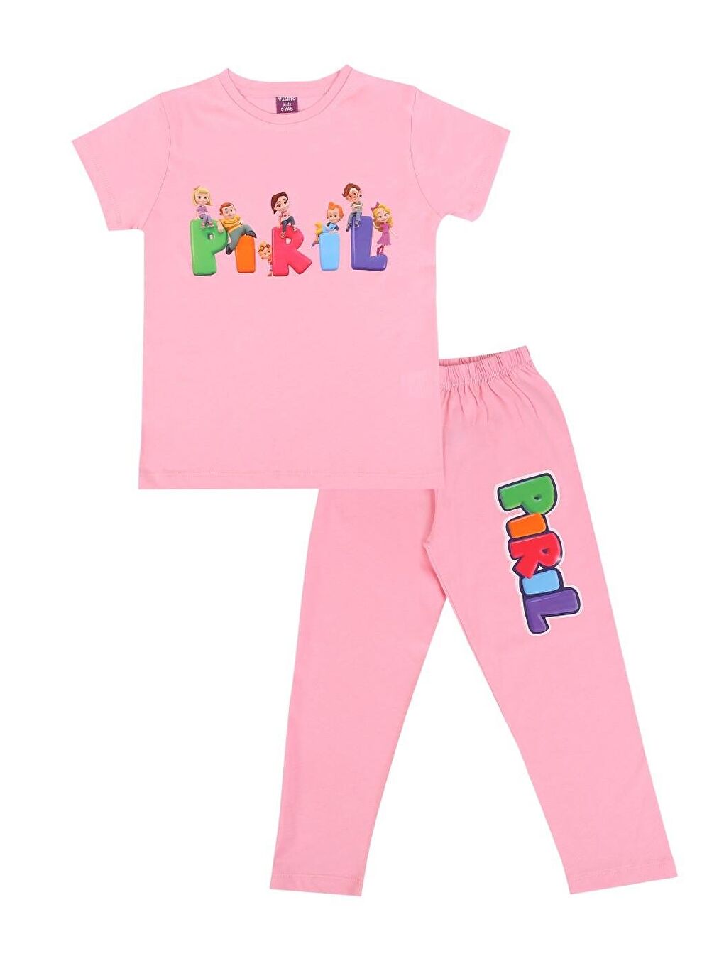 Vitmo Pembe Trt Çocuk Pırıl Kız Çocuk Kısa Kollu %100 Pamuklu Pijama Takımı