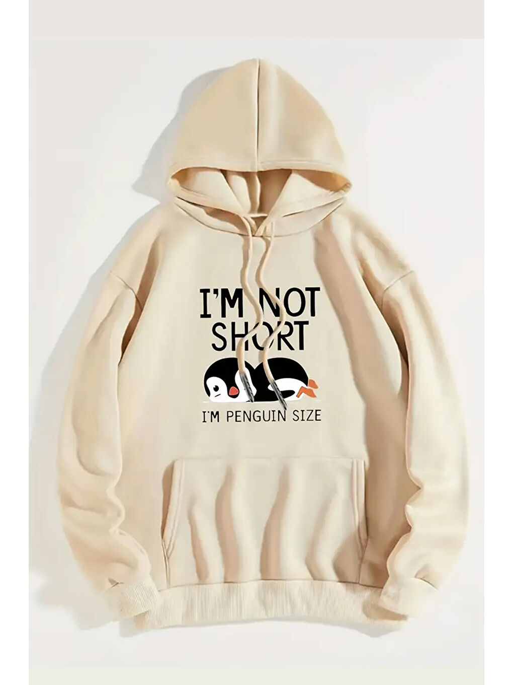 uyguntarz Bej I'm Not Short Baskılı Unisex Oversize Sweatshirt