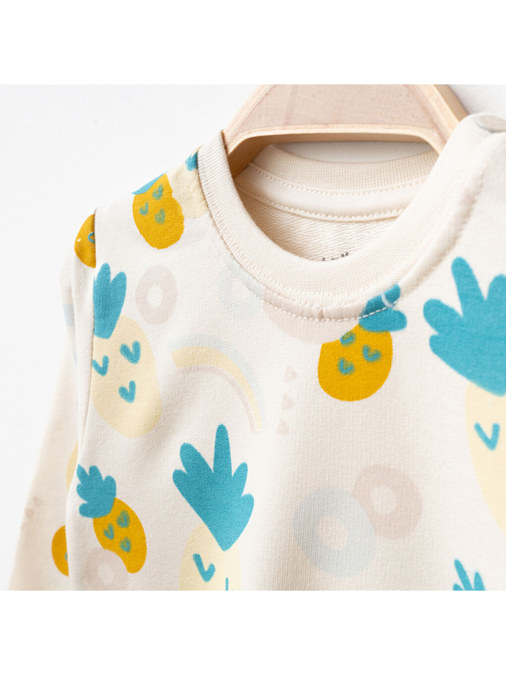 Sarı Kız Bebek Ananas Desenli Sweatshirt Pantolon 2 'li Alt Üst Bebek Takımı 3 Ay-36 Ay-2