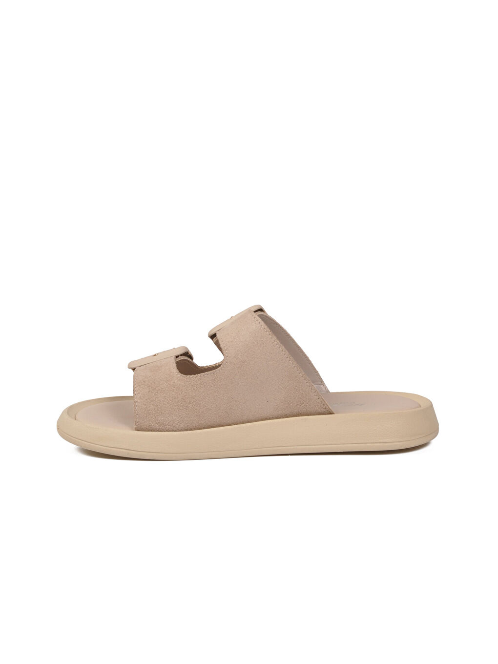 Bej Süet Çift Bantlı Hafif Kadın Terlik 513089 Z-3