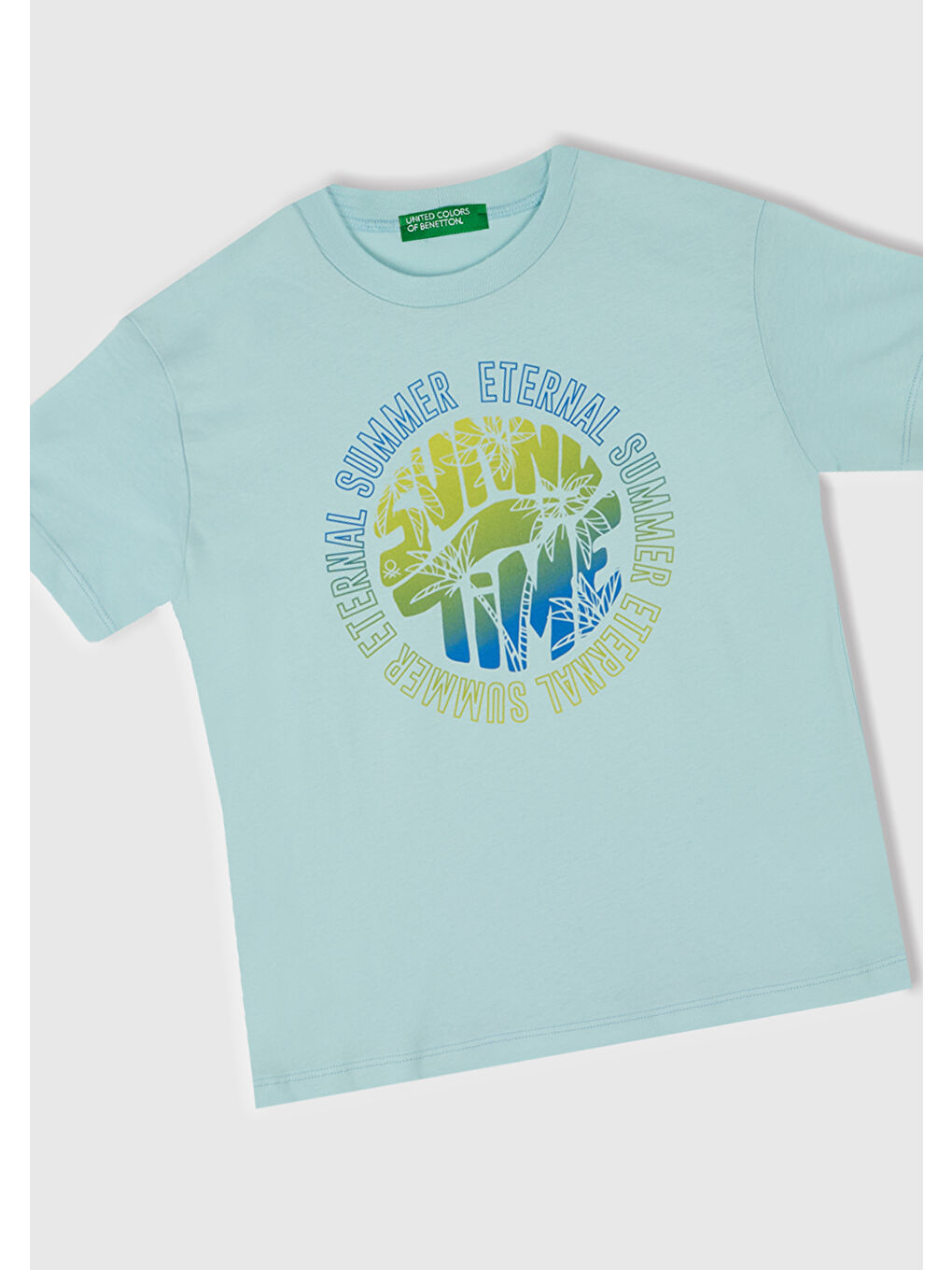 Erkek Çocuk Turkuaz Slogan Baskılı T-Shirt-1