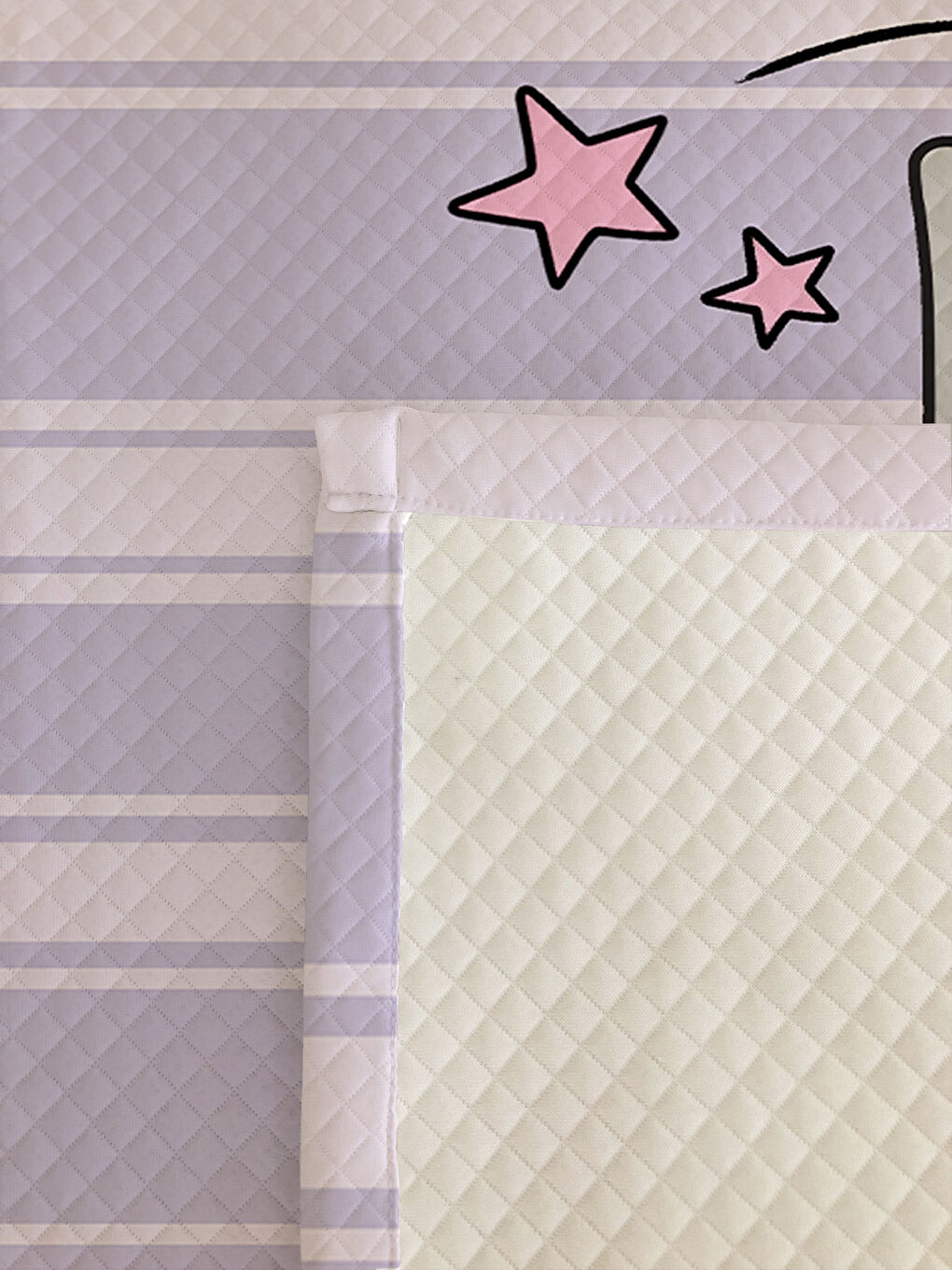 Karışık Taçlı Kedi Desenli Çocuk Pike Takımı - 160x230 Cm Pike 50x70 Cm Yastık Kılıfı-1