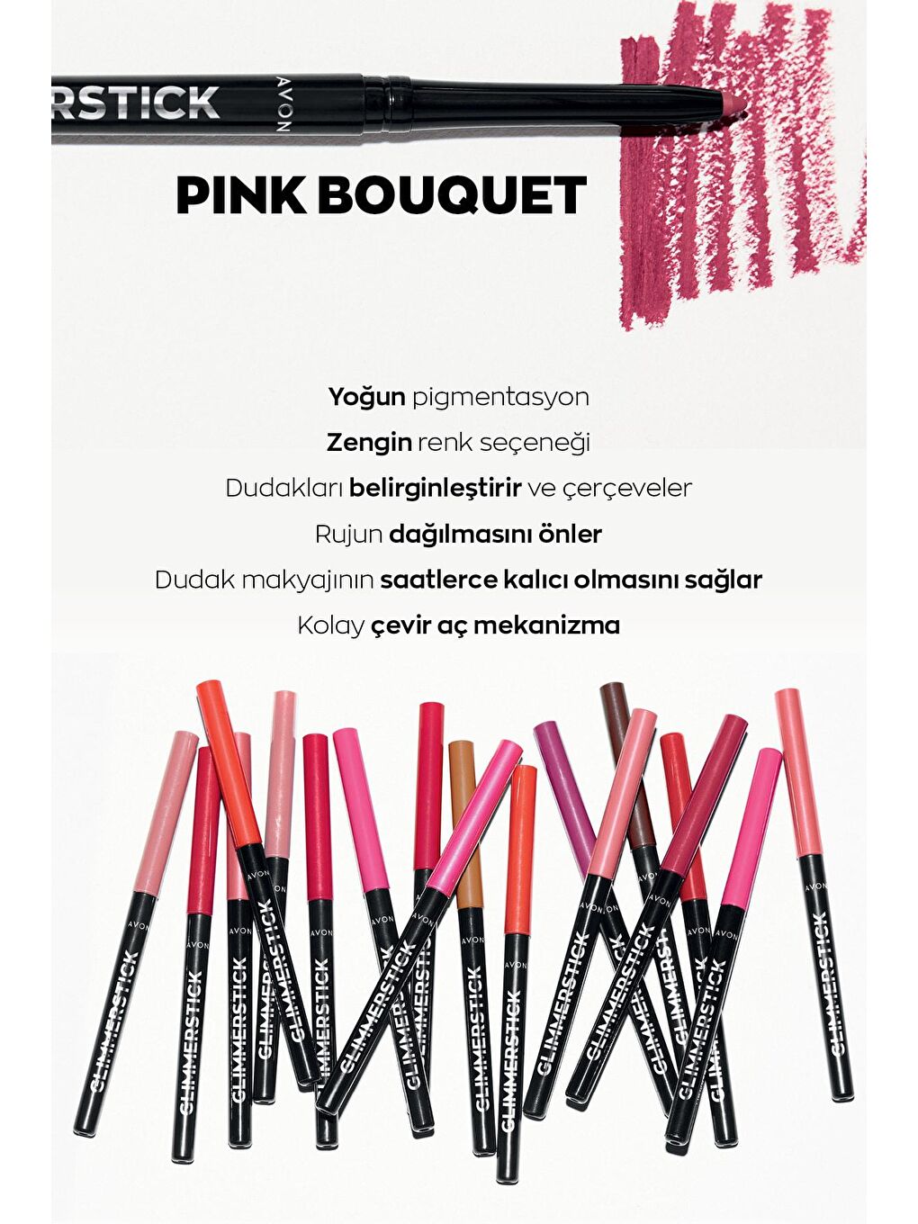 AVON Renksiz Glimmerstick Dudak Kalemi Pink Bouquet - 1