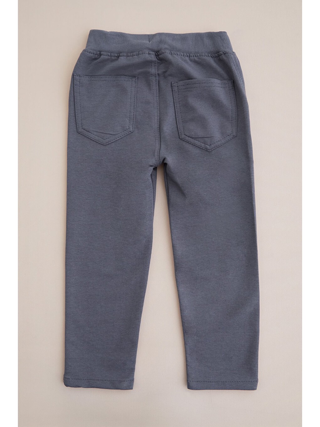 Gri Beli Bağcıklı Penye Kumaş Unisex Çocuk Pantolon-3