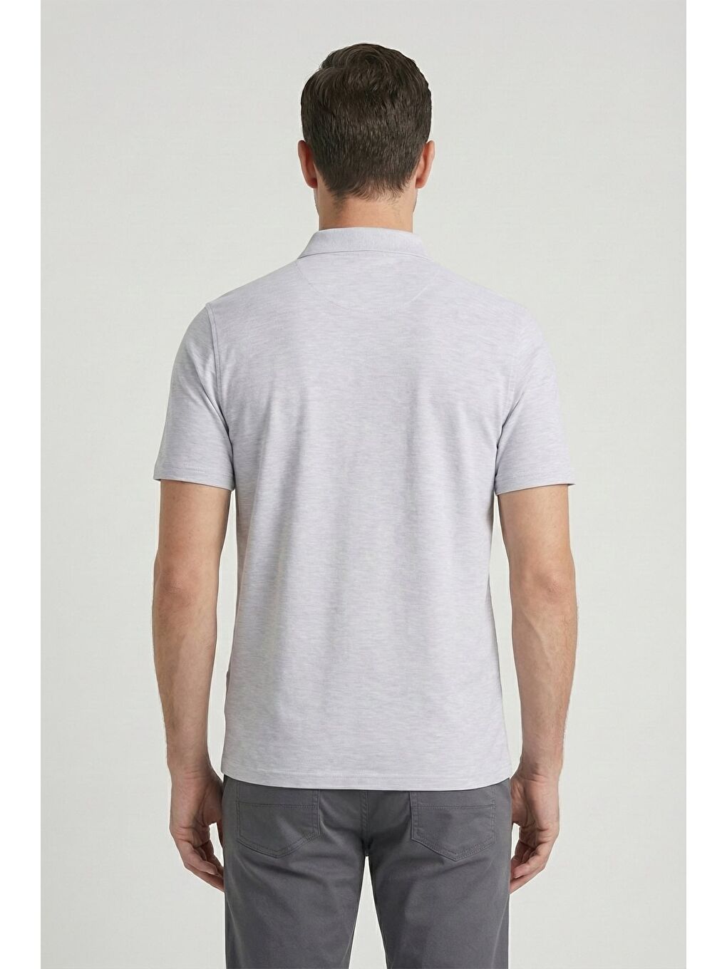 Giotelli Gri Slim Fit %100 Pamuk Polo Yaka Erkek Tişört-3