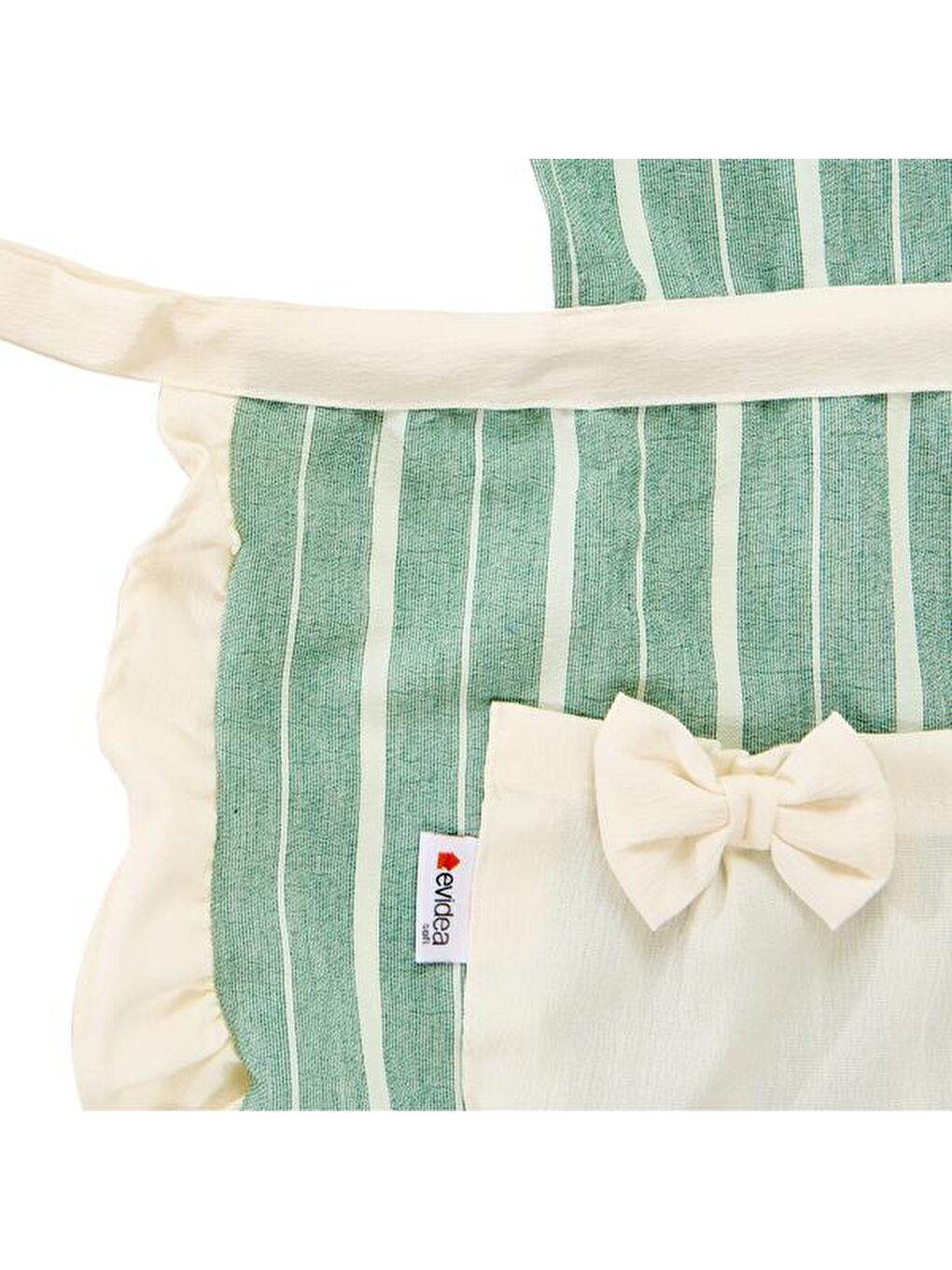 Soft Çizgili Fırfırlı Mutfak Önlüğü - Yeşil - 45x65 cm-2