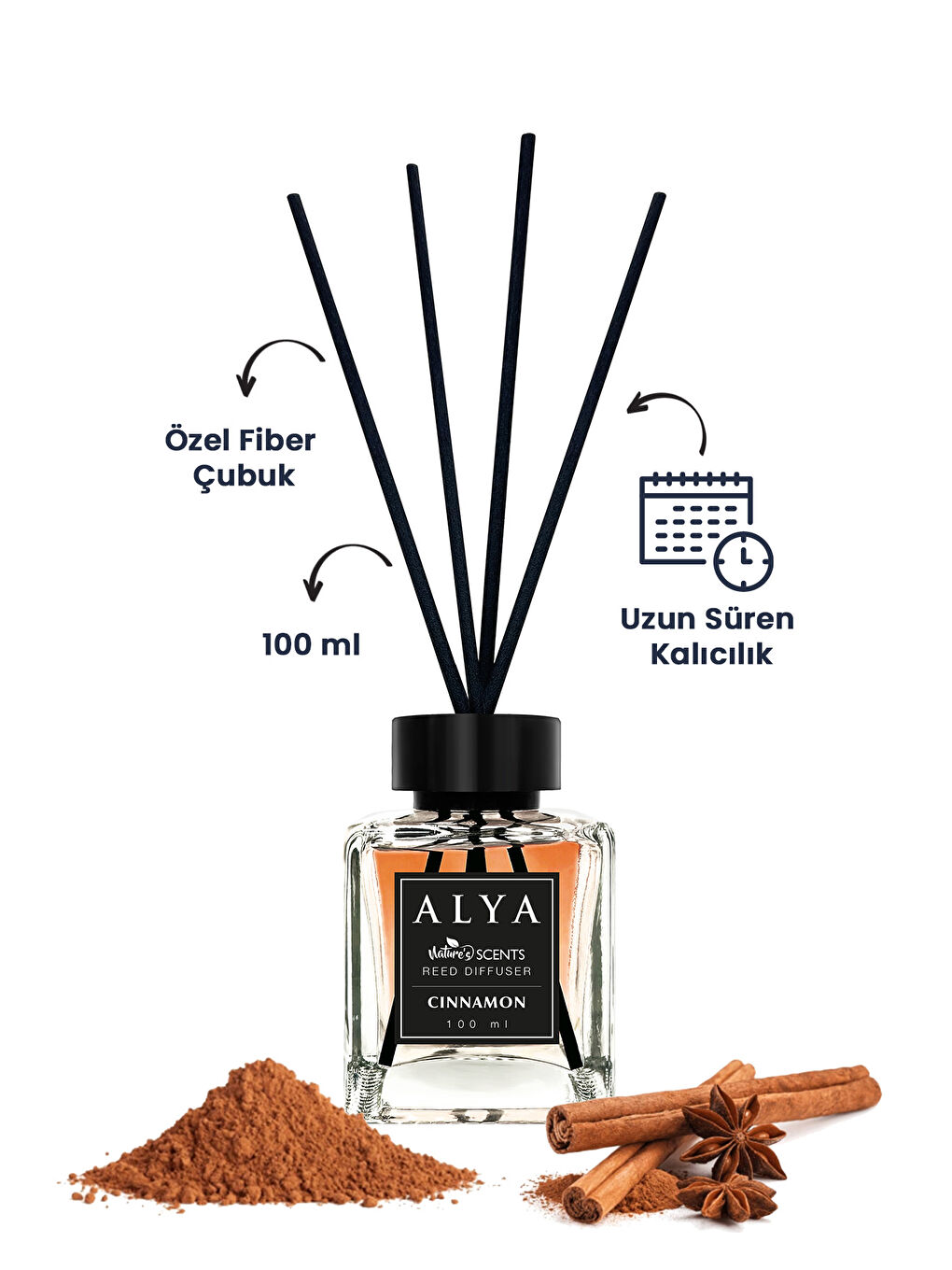 Alya Karışık Nature's Scents Bambu Çubuklu Oda Kokusu Lilly of the Valley - Cinnamon - Melon 100 ml x 3 Adet - 2