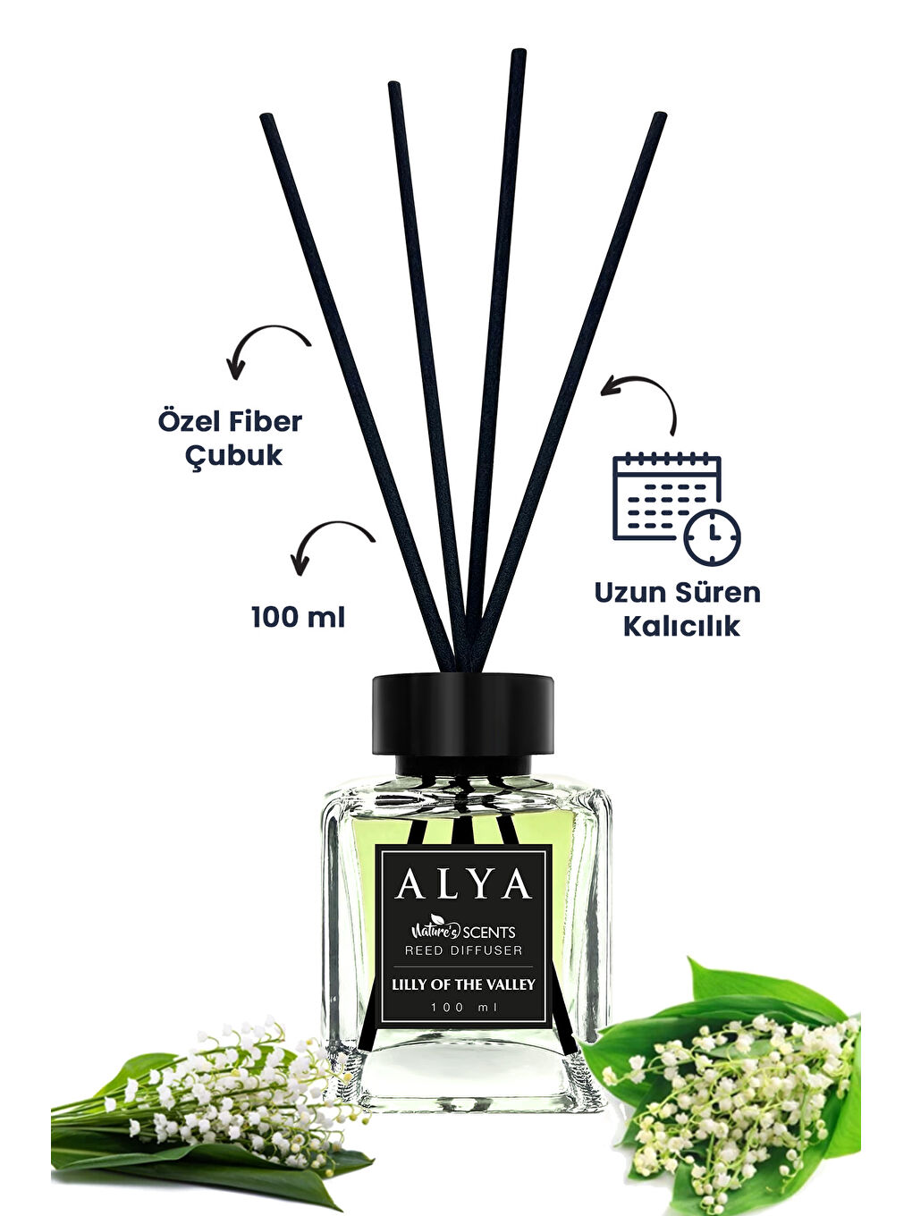 Alya Karışık Nature's Scents Bambu Çubuklu Oda Kokusu Lilly of the Valley - Cinnamon - Melon 100 ml x 3 Adet - 3