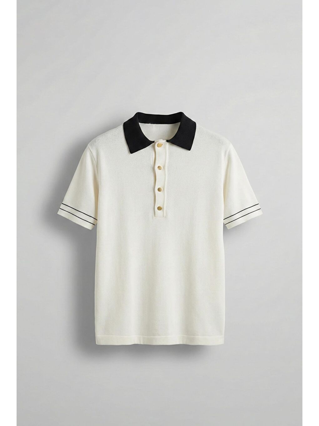 Erkek Kontrast Polo Yaka Premium Regular Fit T-Shirt Beyaz