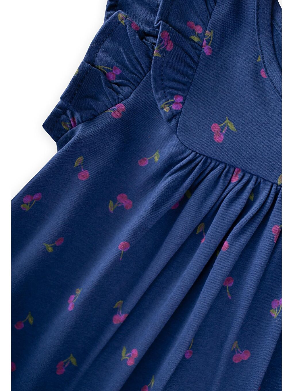 Desenli Fırfırlı Elbise 1-8 Yaş Lacivert-2