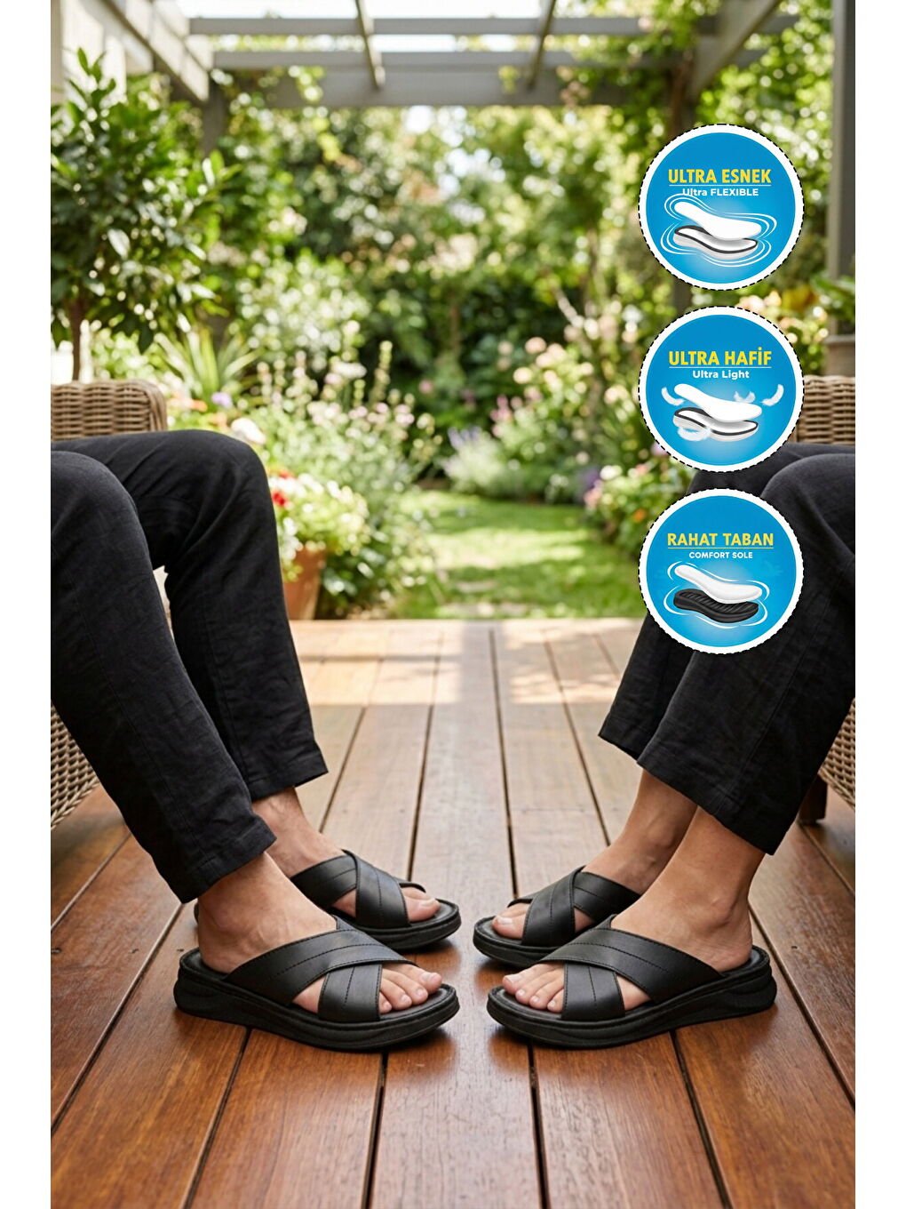 Siyah Yumuşak Tabanlı Çapraz Bantlı Kadın Terlik 492148 Z