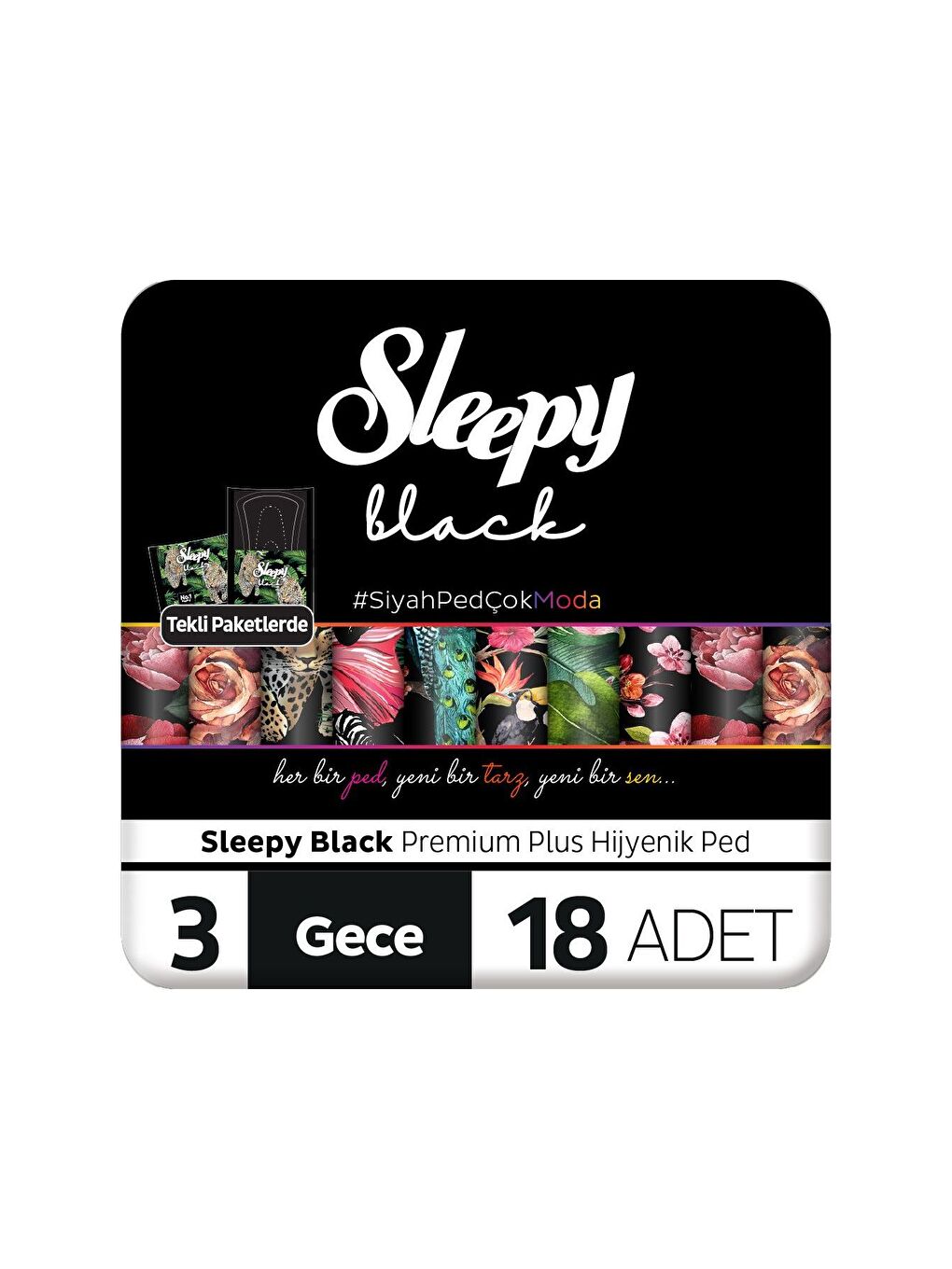 Black Premium Plus Hijyenik Ped Gece 18 Adet Ped