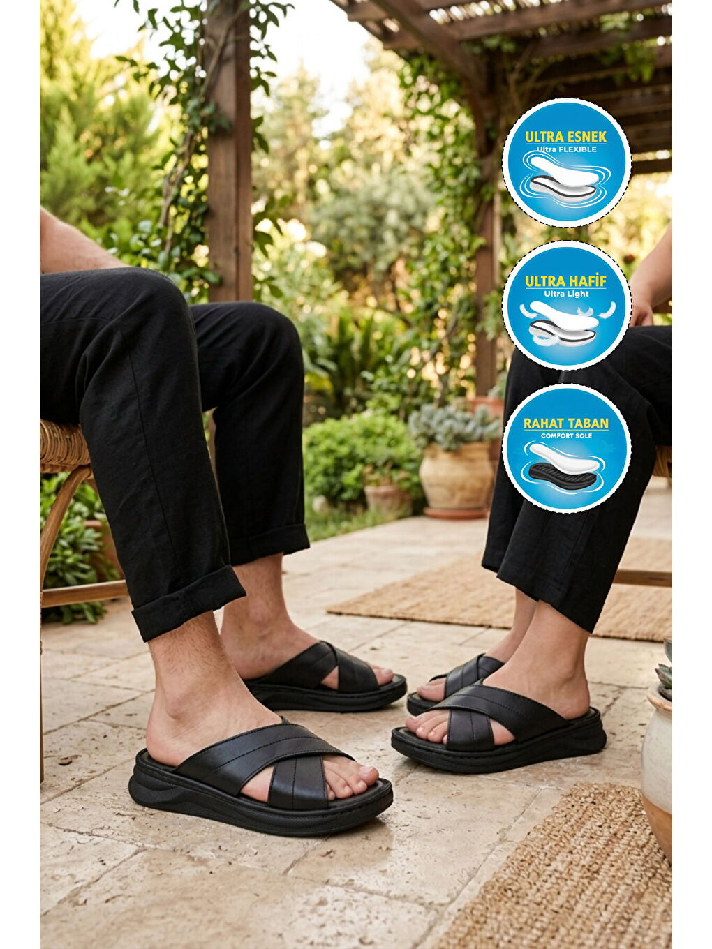 Siyah Yumuşak Tabanlı Çapraz Bantlı Kadın Terlik 492148 Z-2