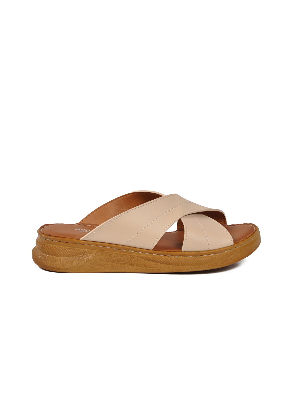 Bej Yumuşak Tabanlı Çapraz Bantlı Kadın Terlik 492148 Z-1