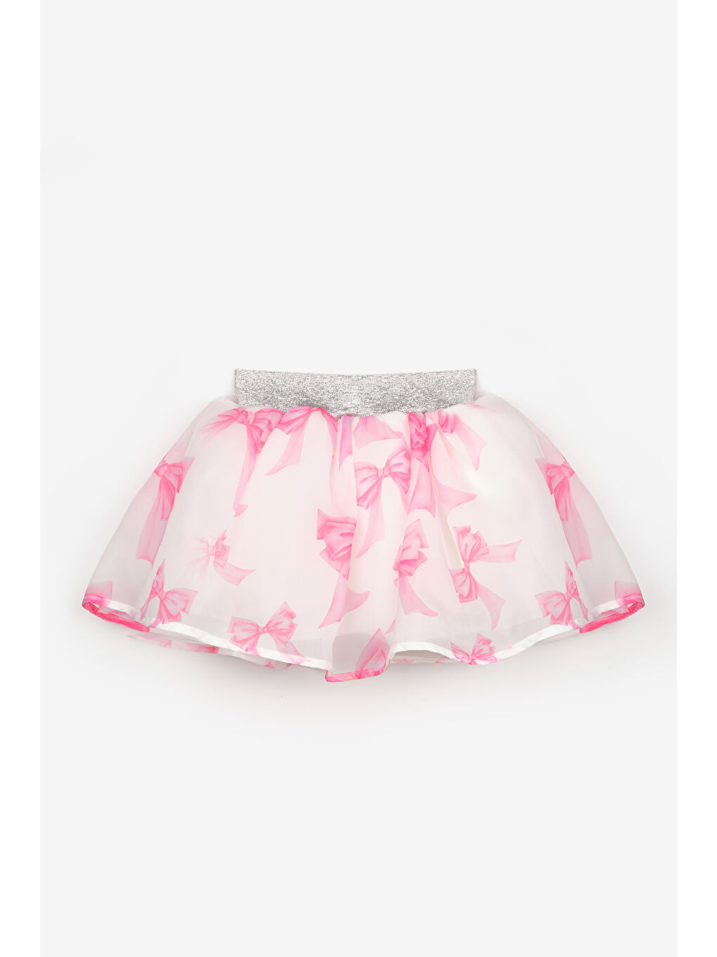 Fuşya Fiyonk Baskılı Organze Kız Çocuk Etek - Harper