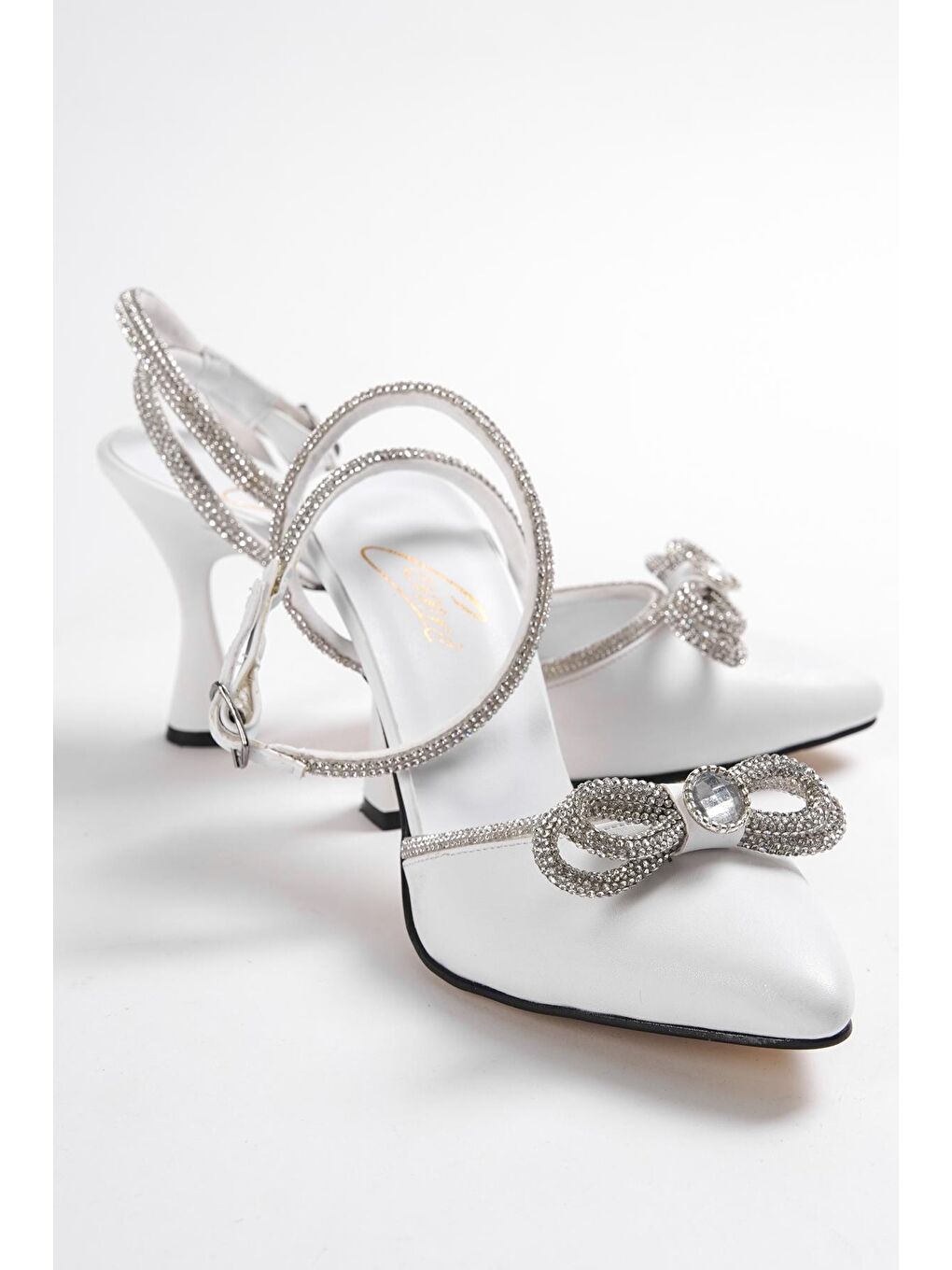 Beyaz D610   Kadın Klasik Topuklu Ayakkabı-2