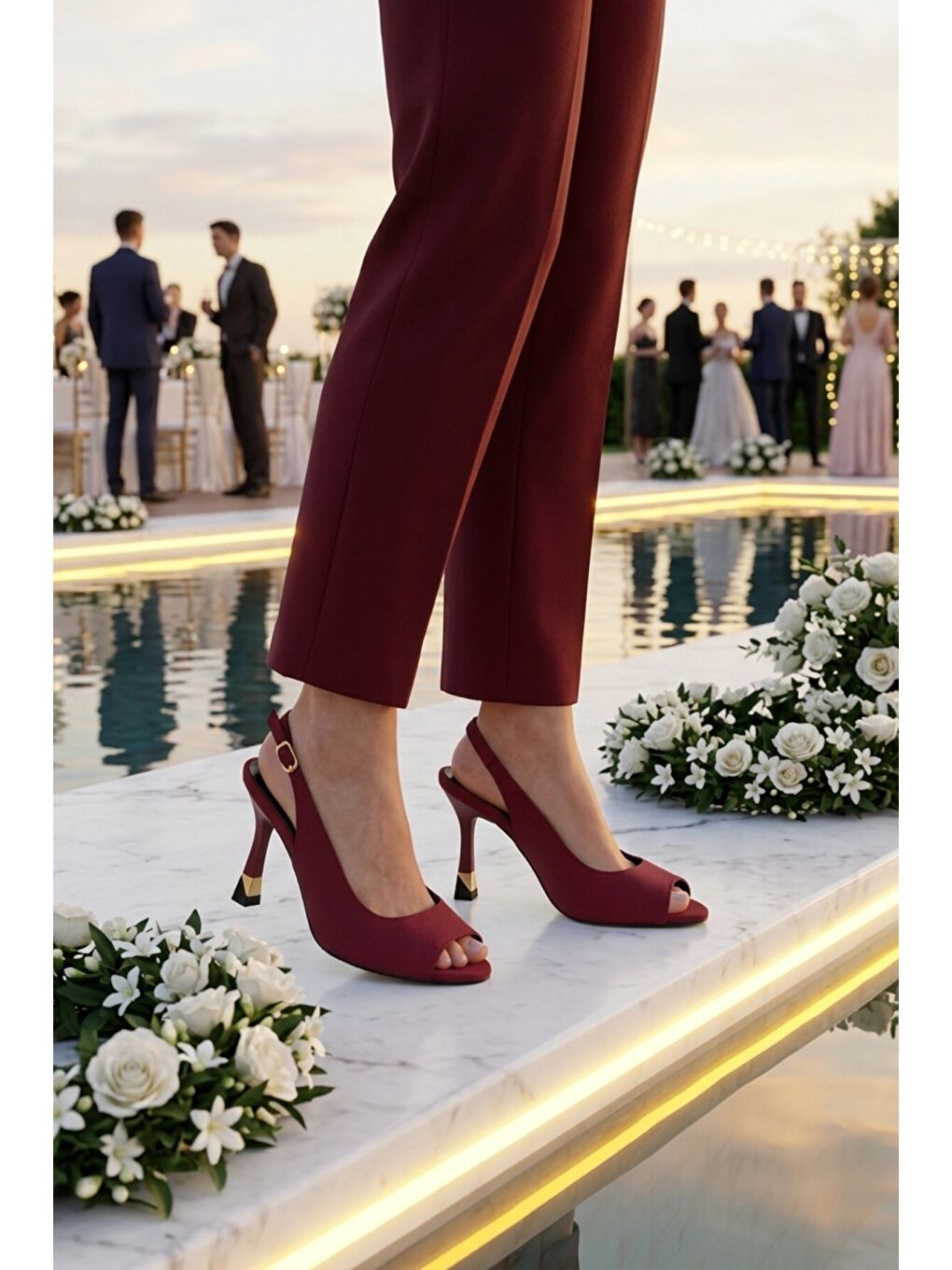 Bordo İnce Topuklu Kadın Abiye Ayakkabı 655589 Z-2