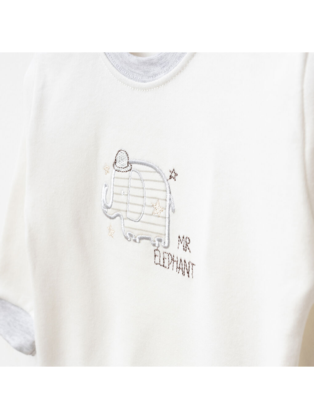 Ekru Erkek Bebek Animal Nakışlı % 100 Pamuk Sweatshirt Pantolon 2 'li Alt Üst Bebek Takımı 3 Ay-24 Ay-1