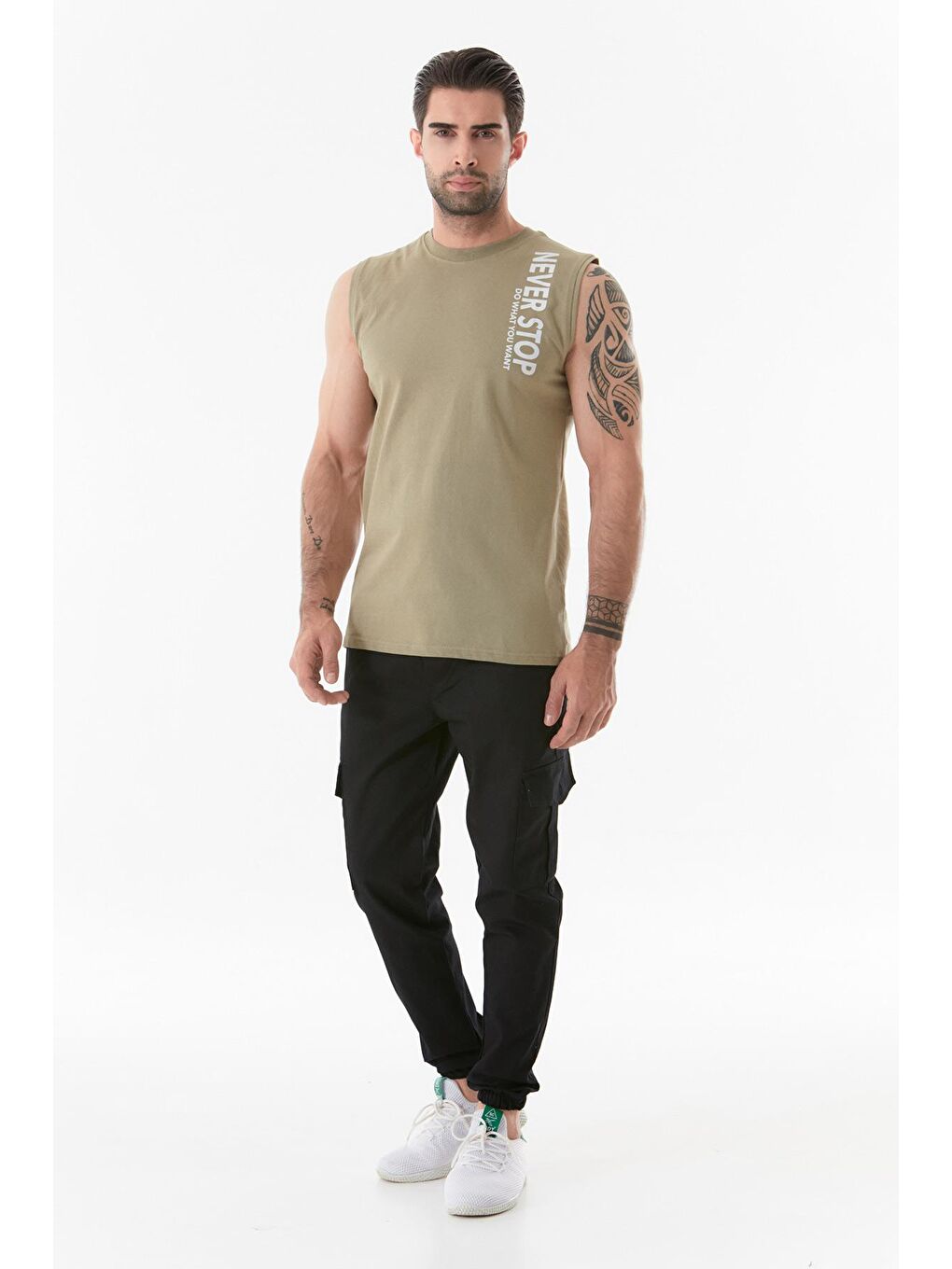 Siyah Beli Bağcıklı Kargo Cepli Jogger Pantolon