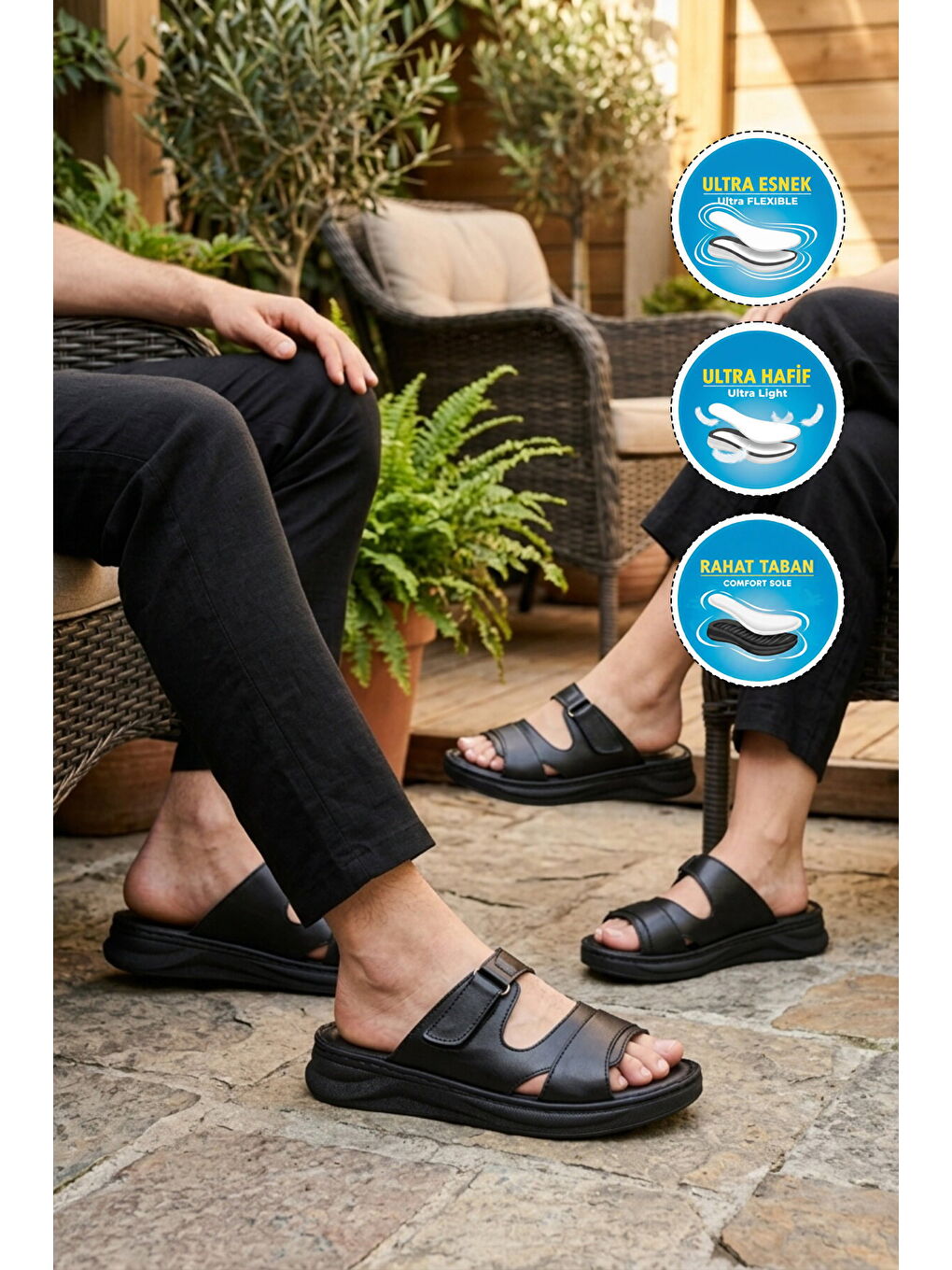 Siyah Hafif Yumuşak Tabanlı Cırtlı Kadın Terlik 492147 Z-2