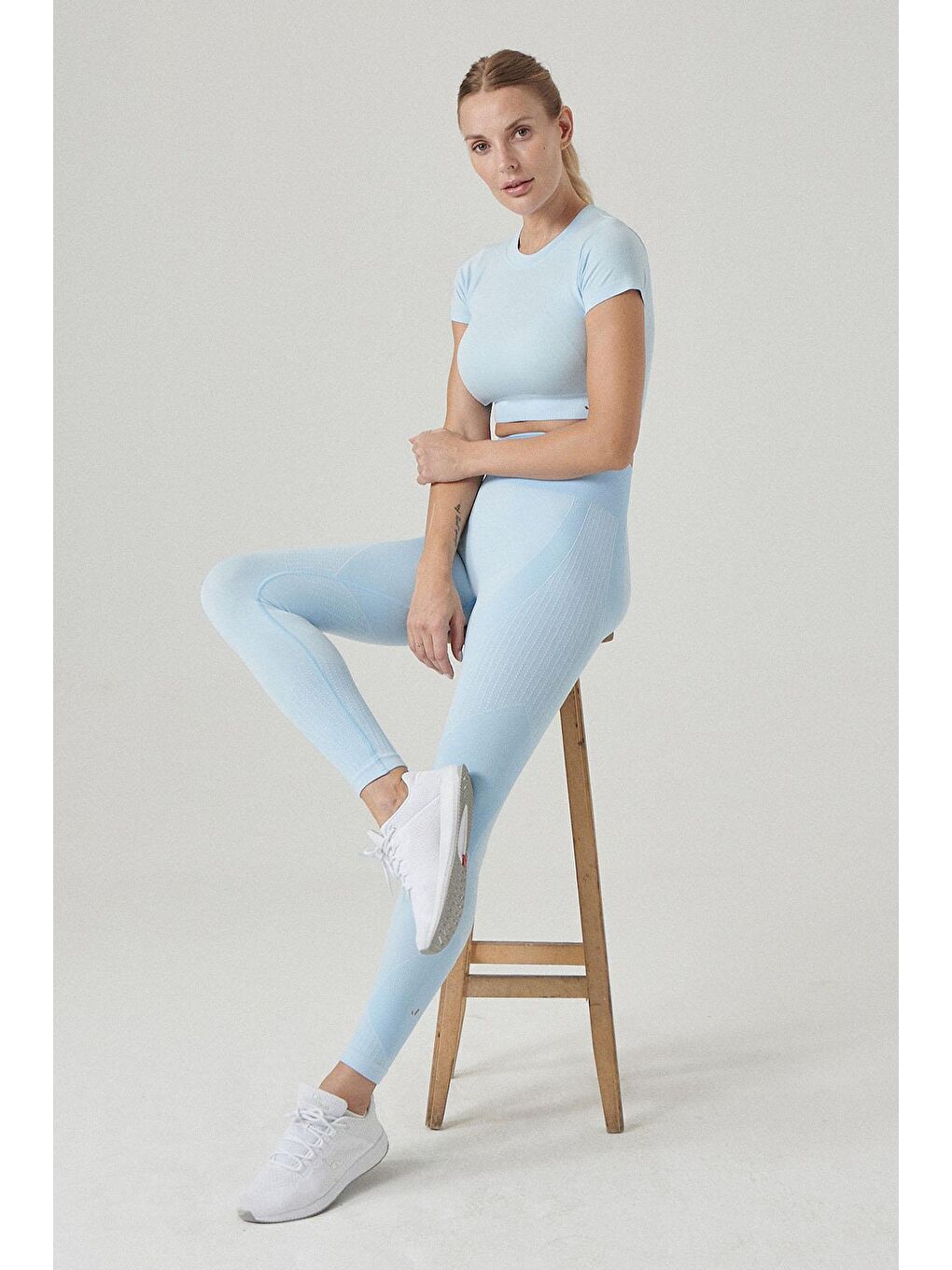 Bonita Desen Detaylı Şekillendirici Tayt Mavi